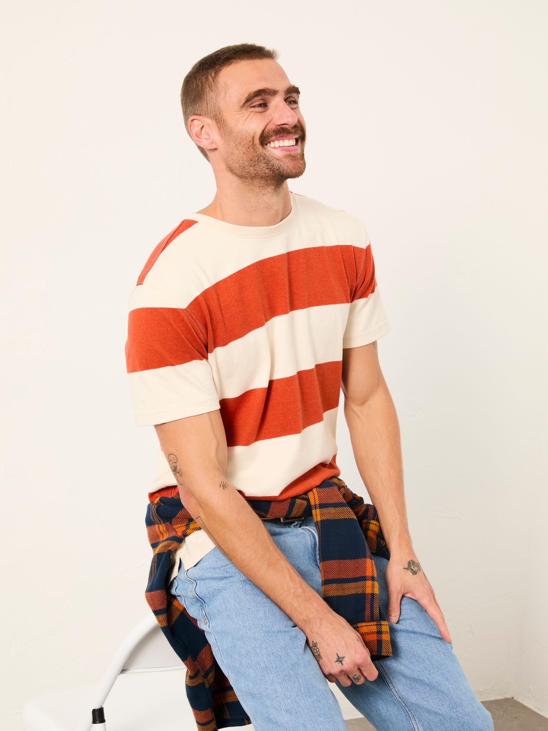 Dolton Terracotta Block Stripe Tshirt - Image 3 of 5