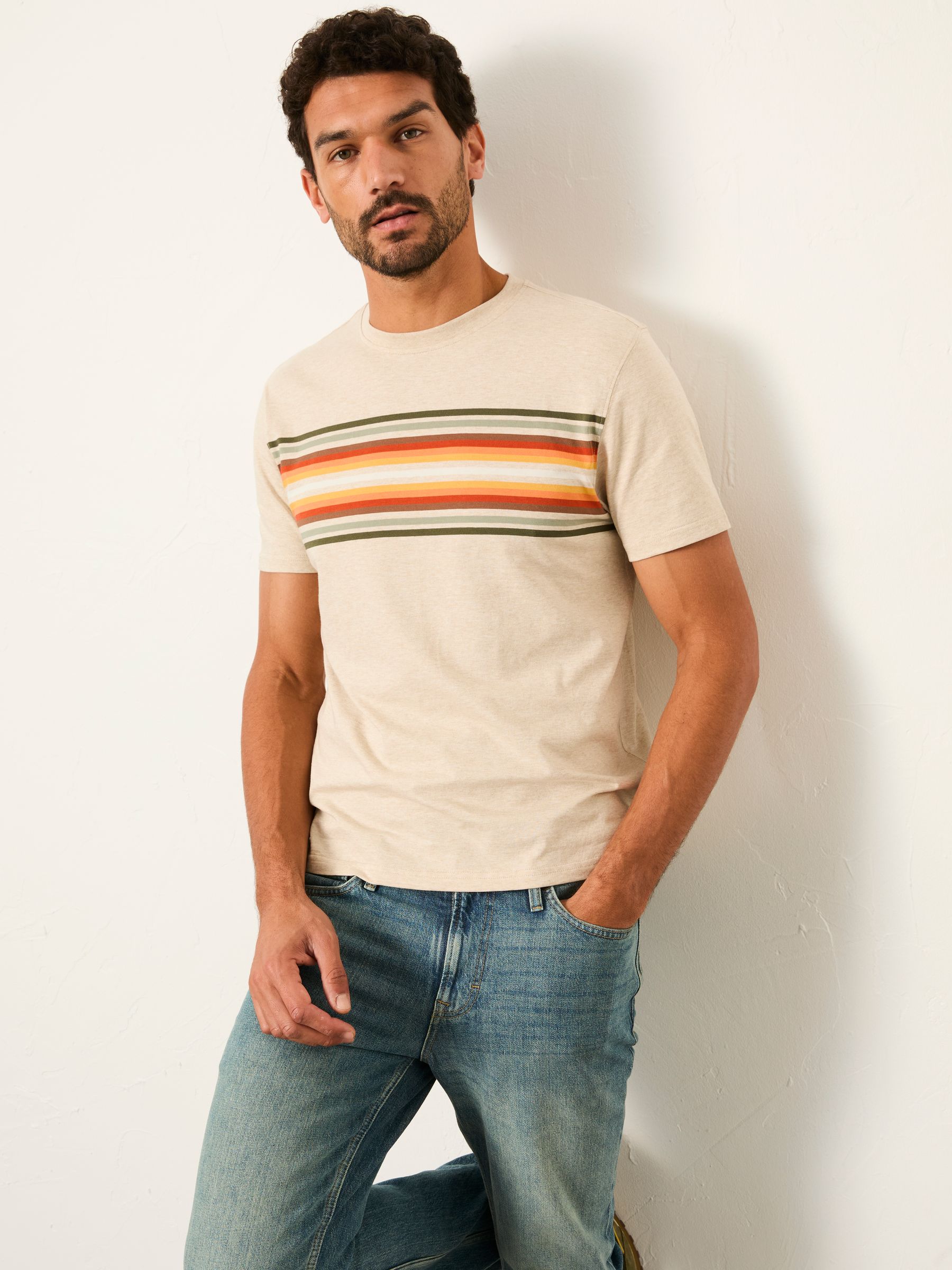 Natural Chest Stripe Tshirt - Image 1 of 5 Natural Chest Stripe Tshirt - Image 1 of 5