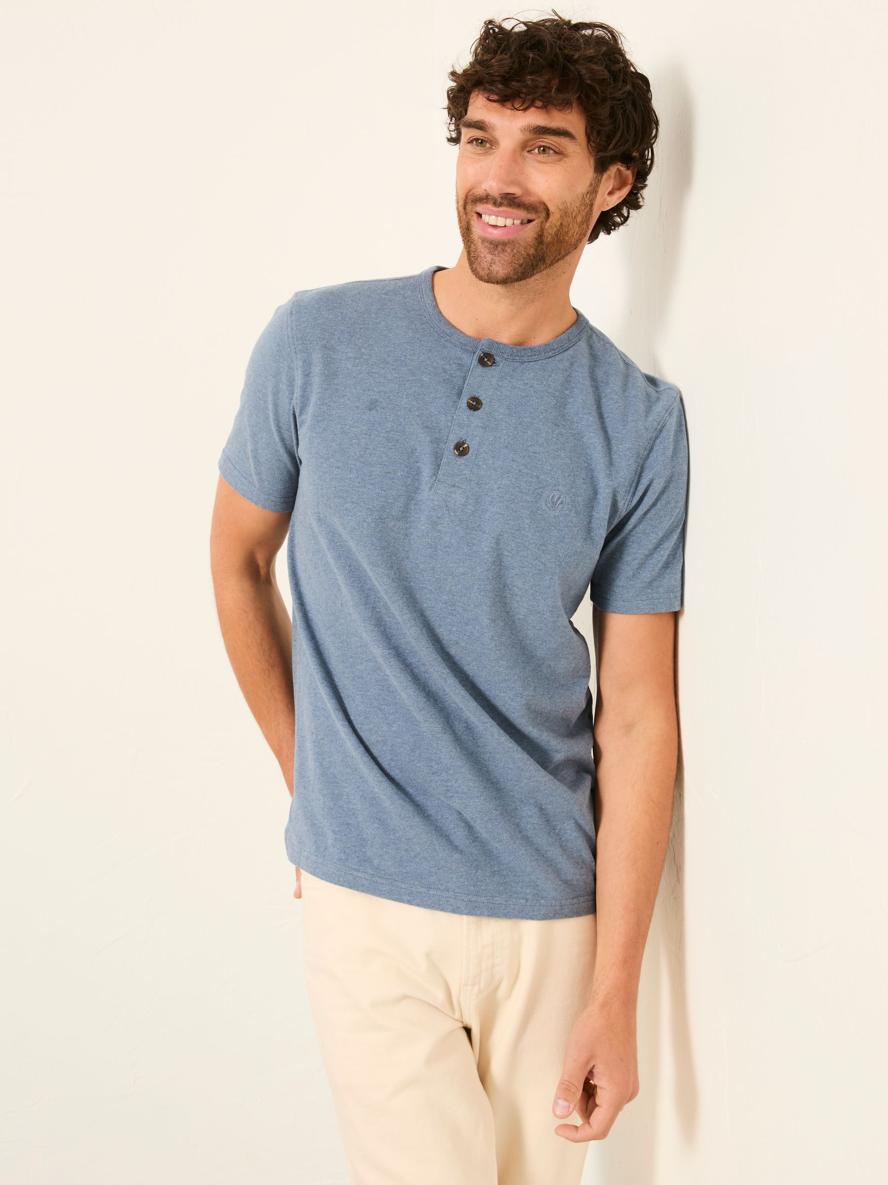 Henley Blue Denim Woodside Slub Tshirt - Image 1 of 6