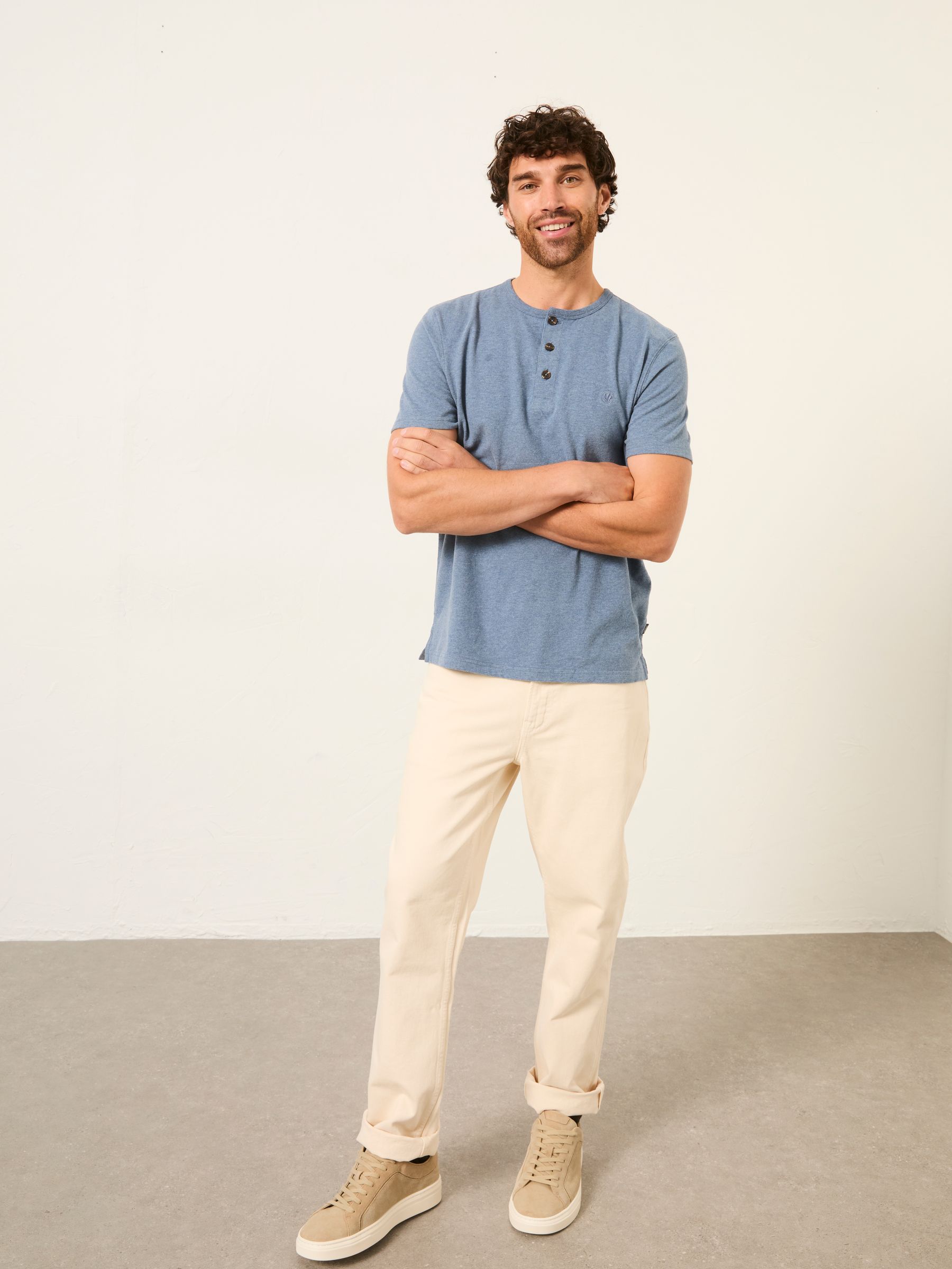 Henley Blue Denim Woodside Slub Tshirt - Image 3 of 6