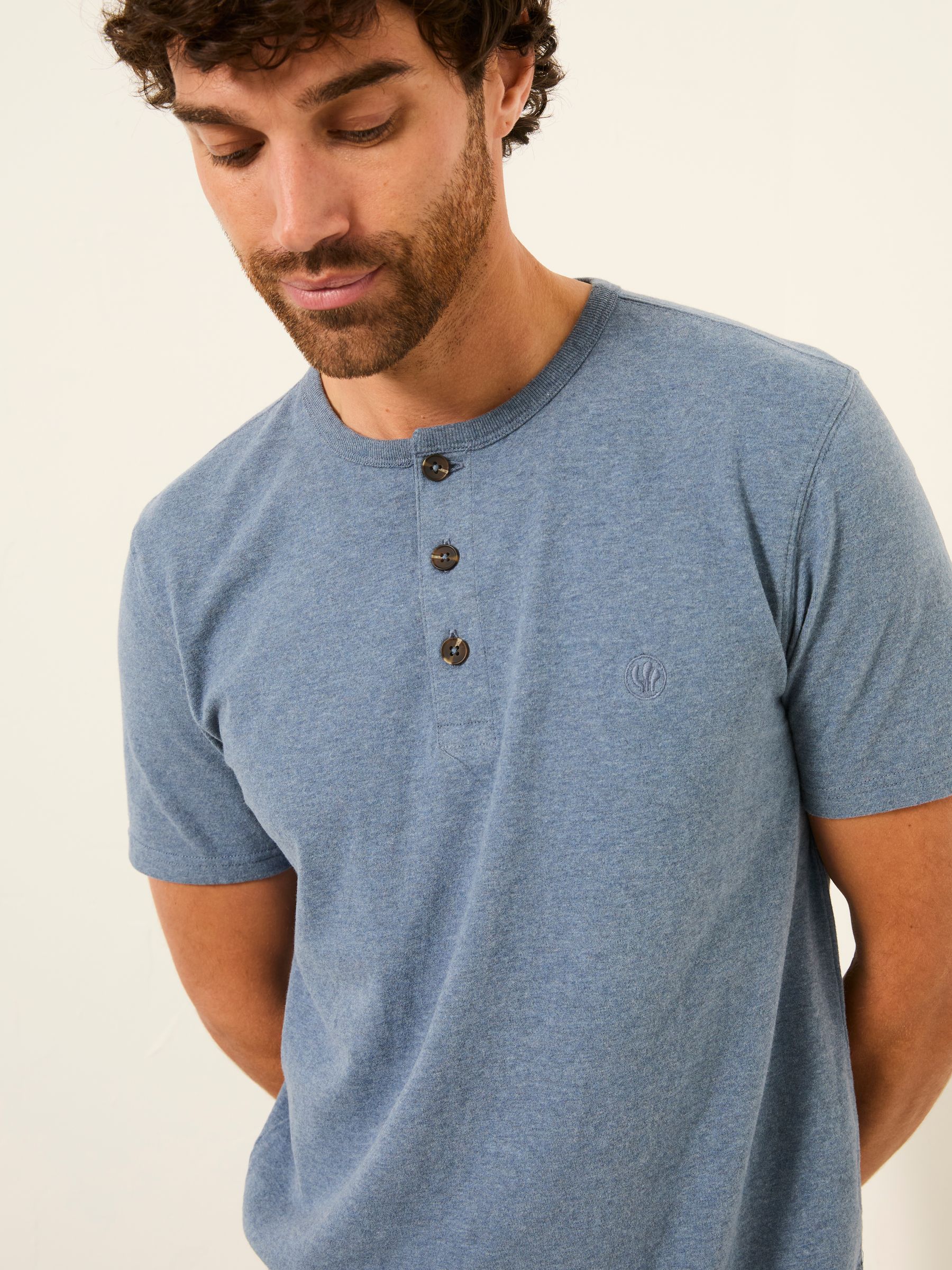 Henley Blue Denim Woodside Slub Tshirt - Image 4 of 6