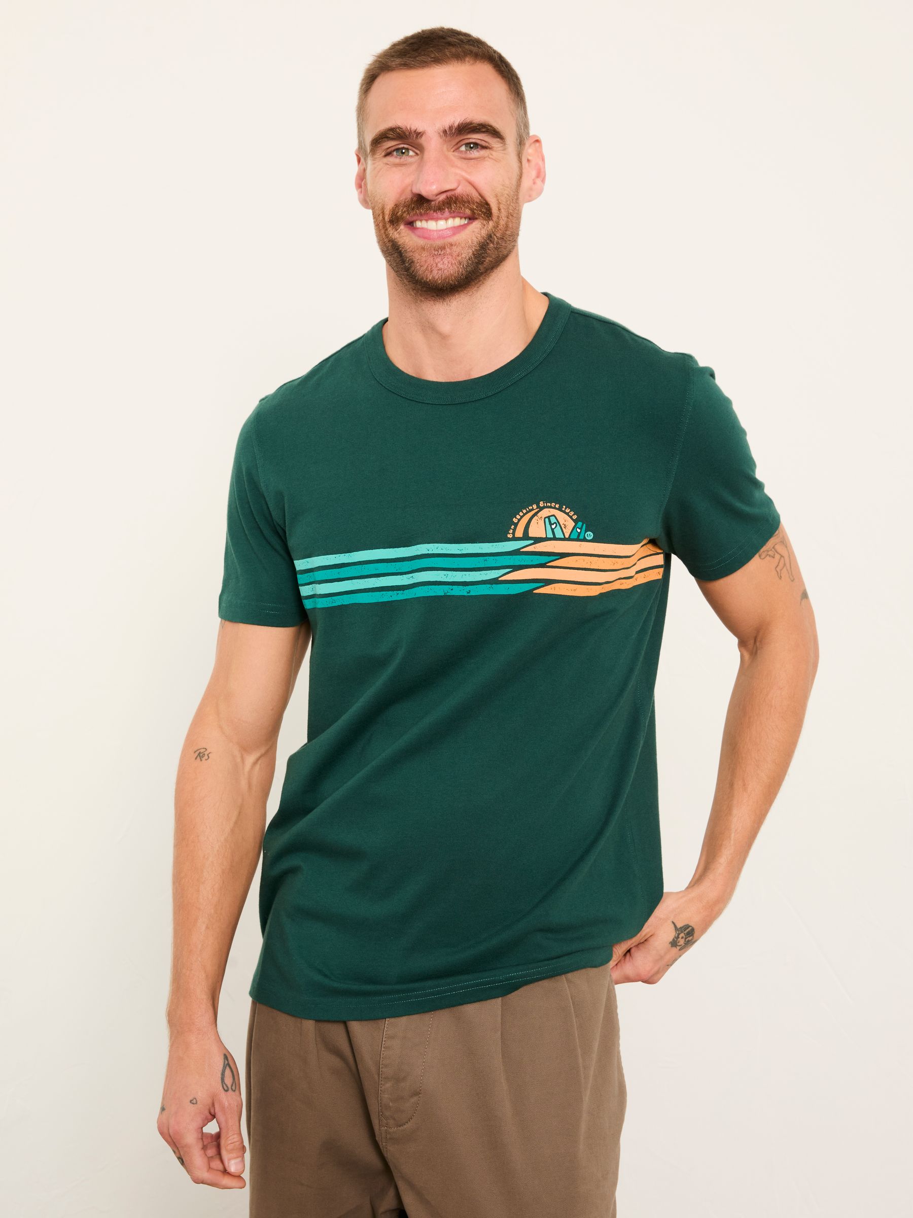 Jade Green Sunseeker Chest Stripe Tshirt - Image 1 of 5