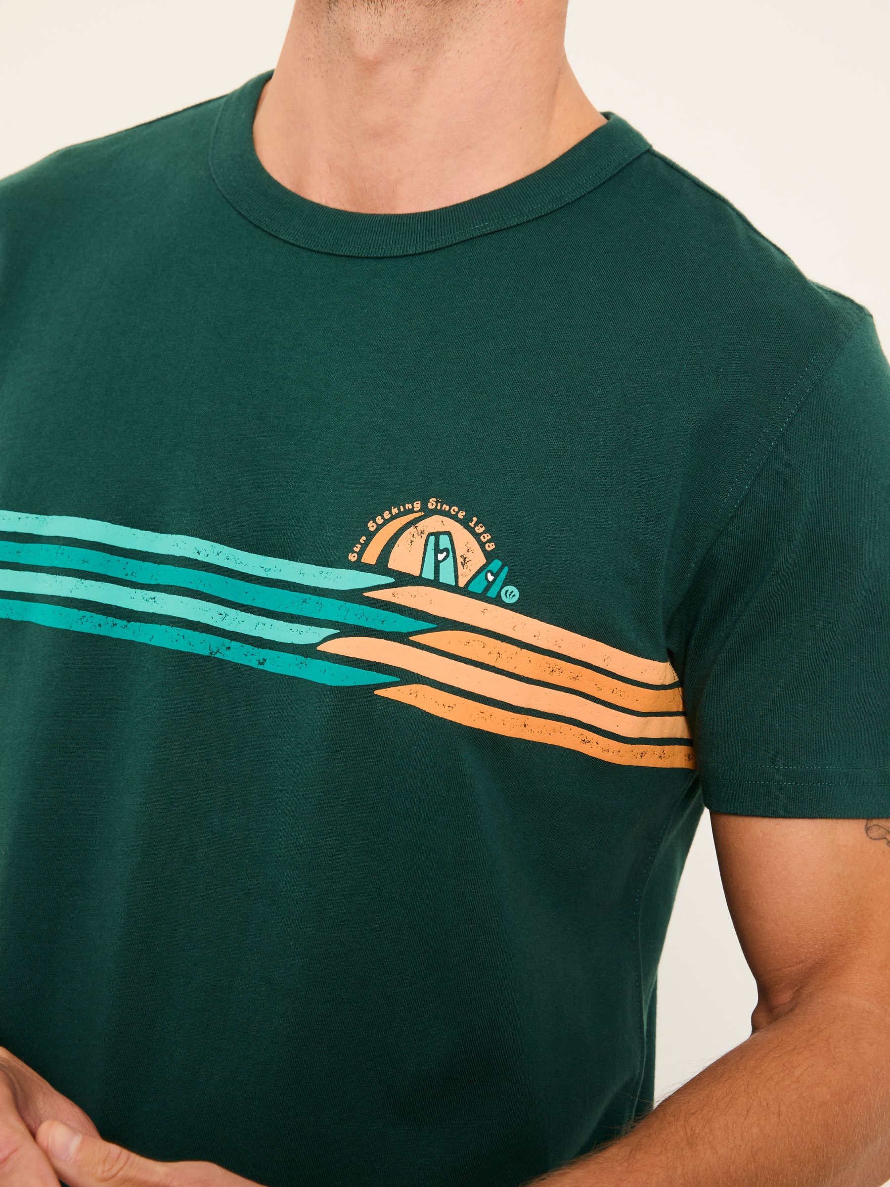 Jade Green Sunseeker Chest Stripe Tshirt - Image 3 of 5