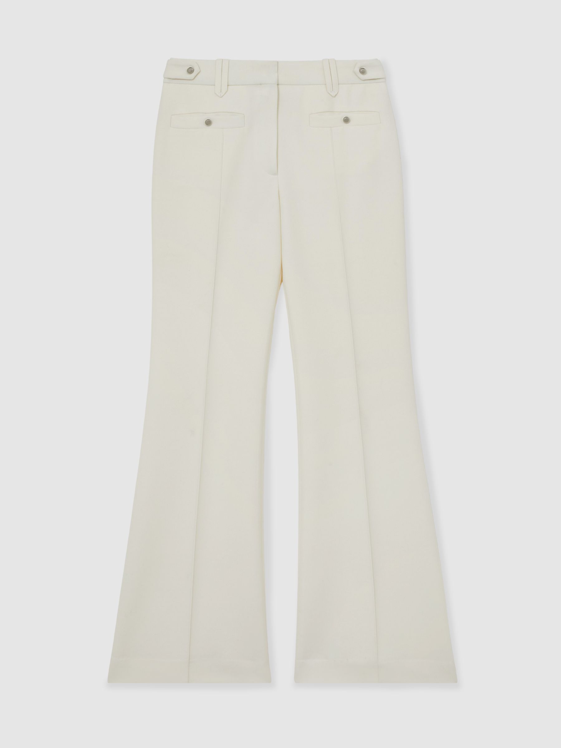 Atelier Wool Stud Flared Trousers in White - Image 2 of 6
