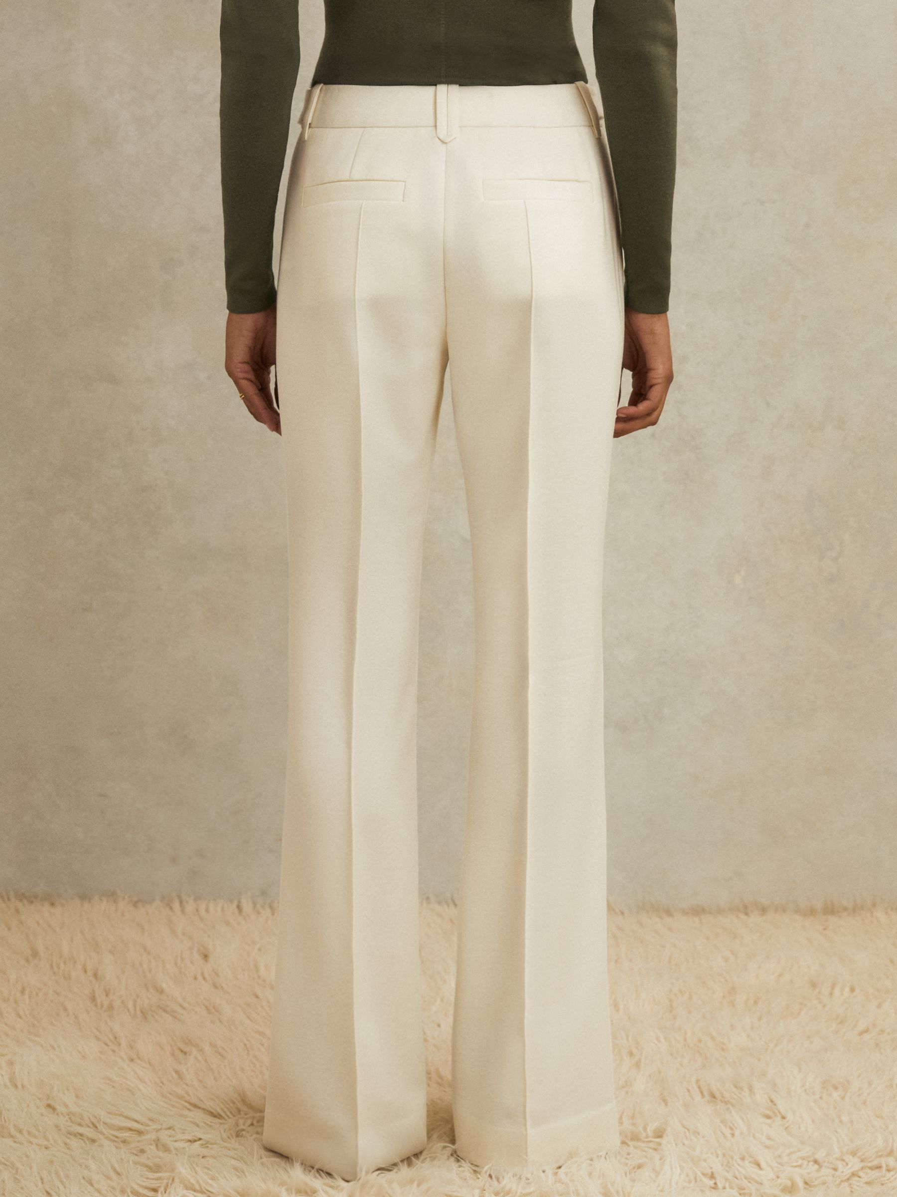 Atelier Wool Stud Flared Trousers in White - image 4