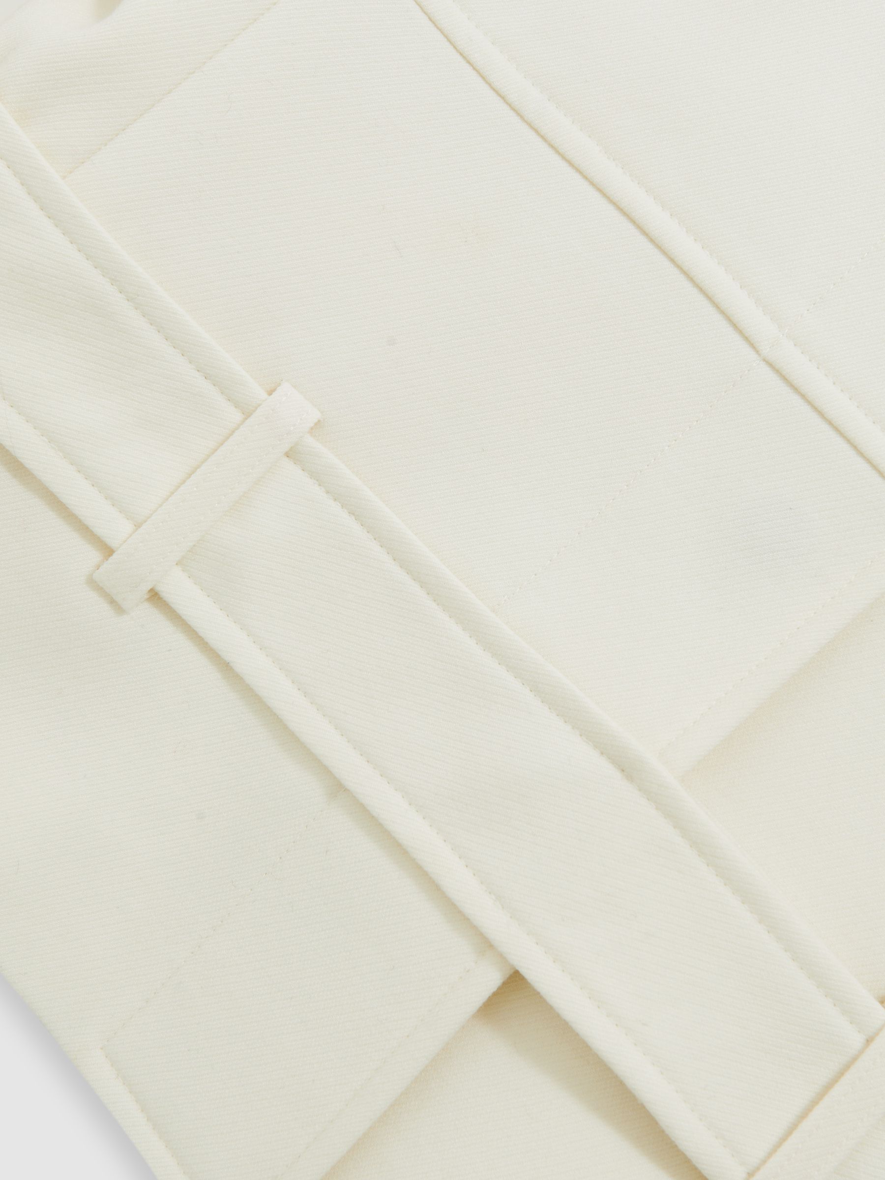 Atelier Wool Collarless Belted Jacket in White - image 3