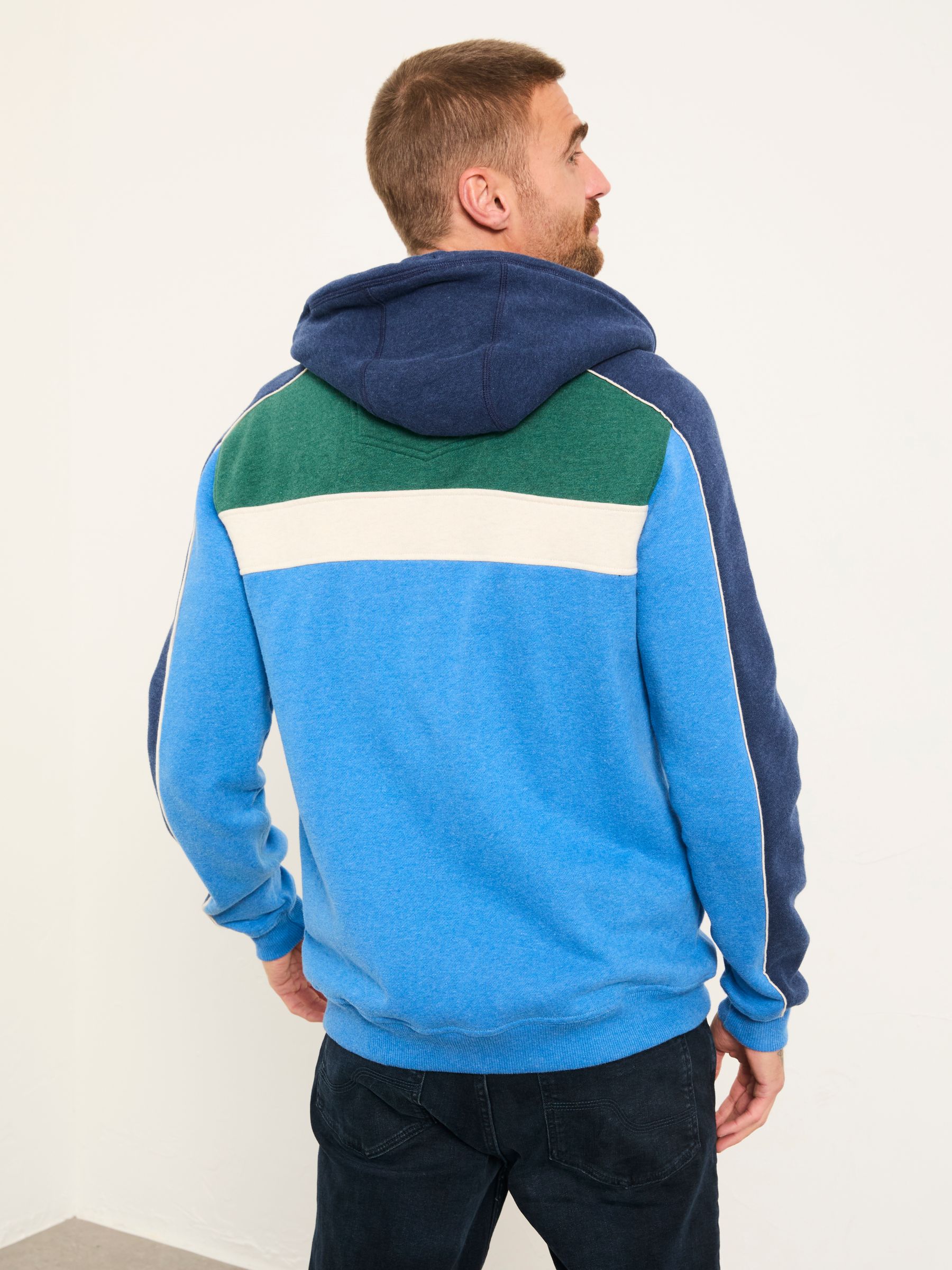 Brooke Cobalt Blue Zip Through Cut Sew Hoodie - Image 3 of 8
