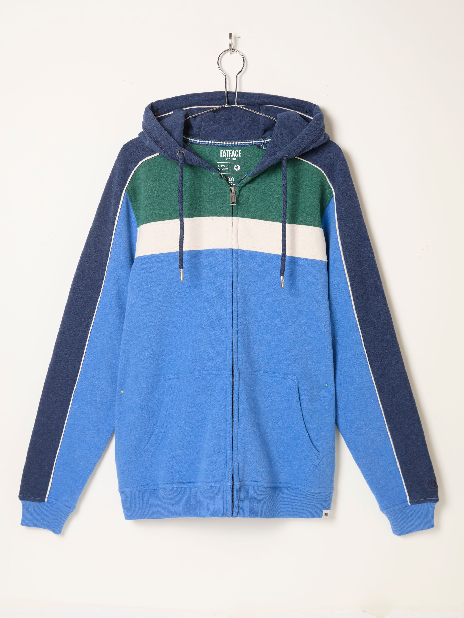 Brooke Cobalt Blue Zip Through Cut Sew Hoodie - Image 7 of 8