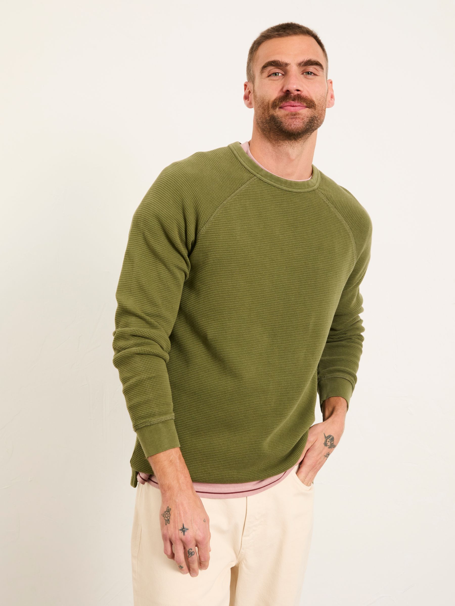 Wye Dusky Green Crew Neck Sweat - Image 1 of 6