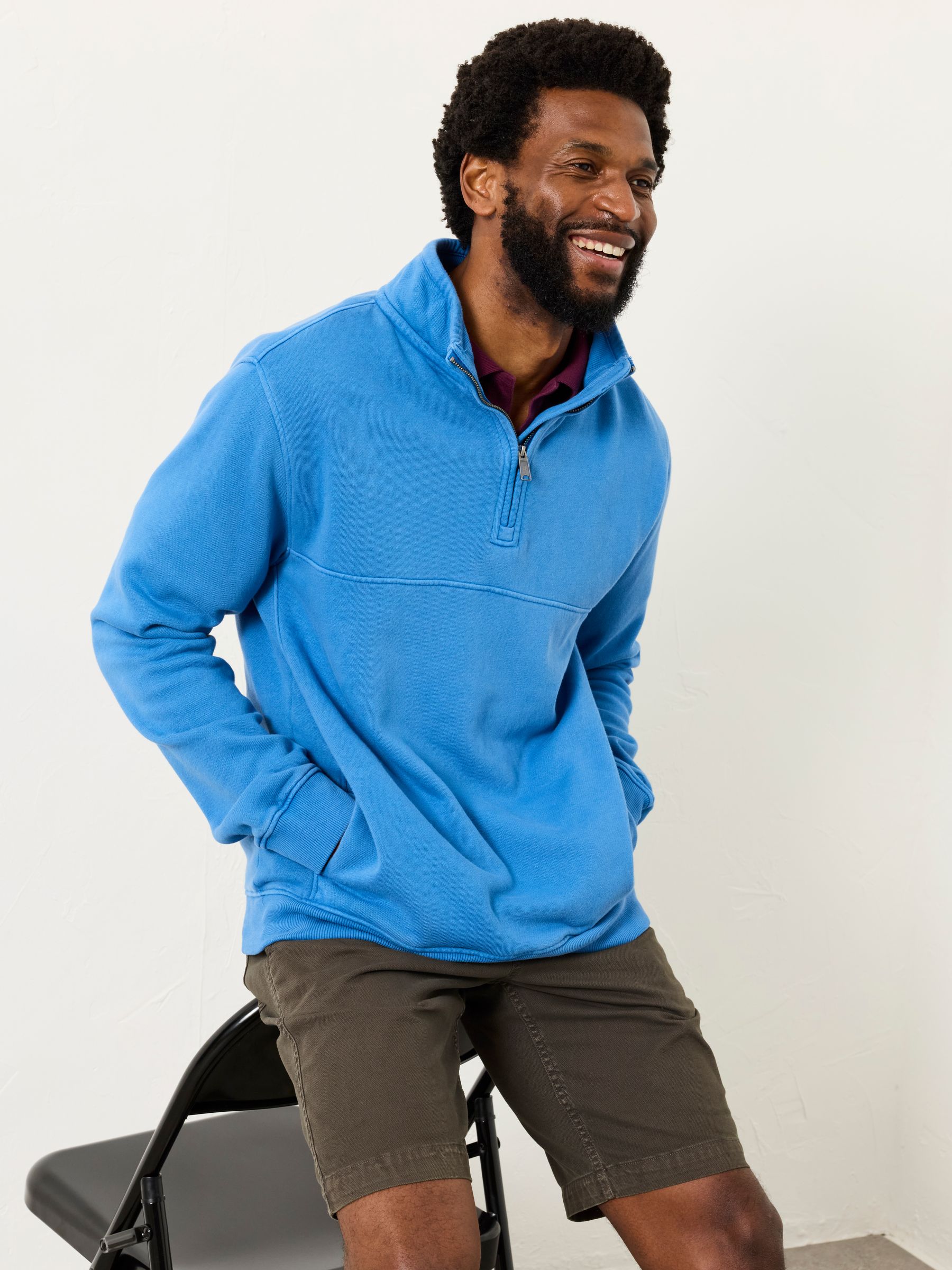 Brooke Cobalt Blue Half Neck Sweat Top - Image 1 of 5