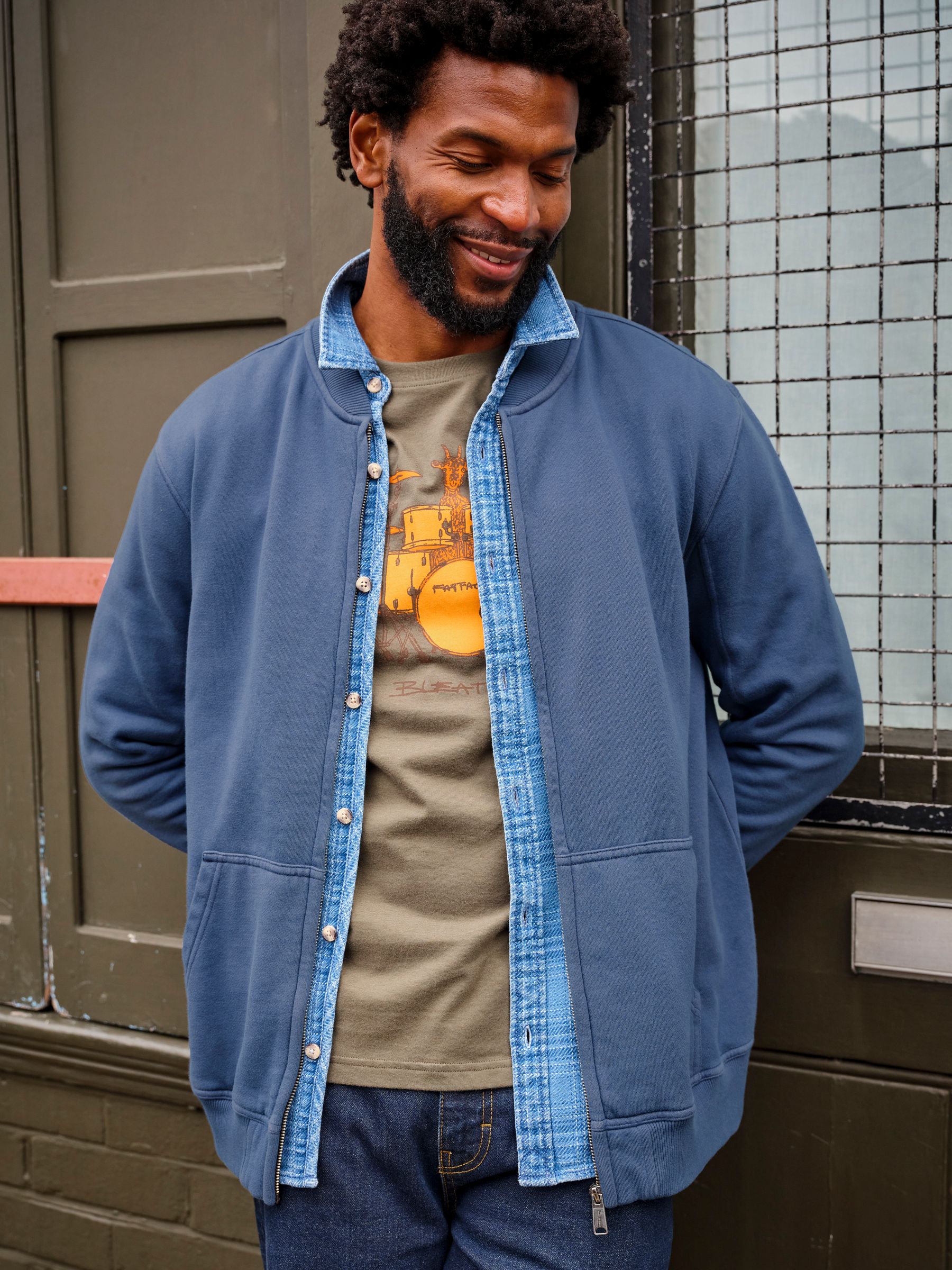 Sandford Navy Sweat Bomber | FatFace USA