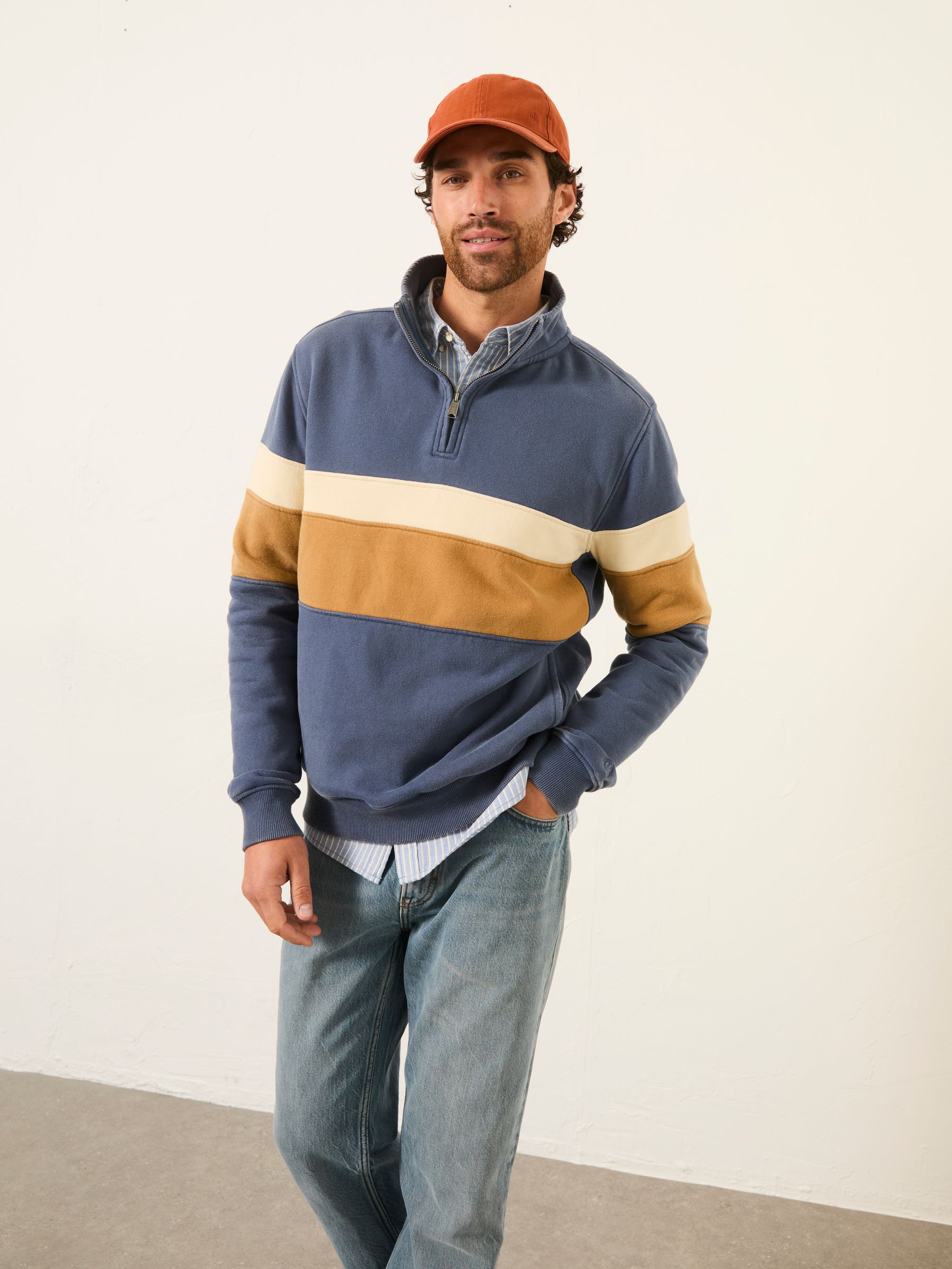 Colour Block Quarter Neck Sweat