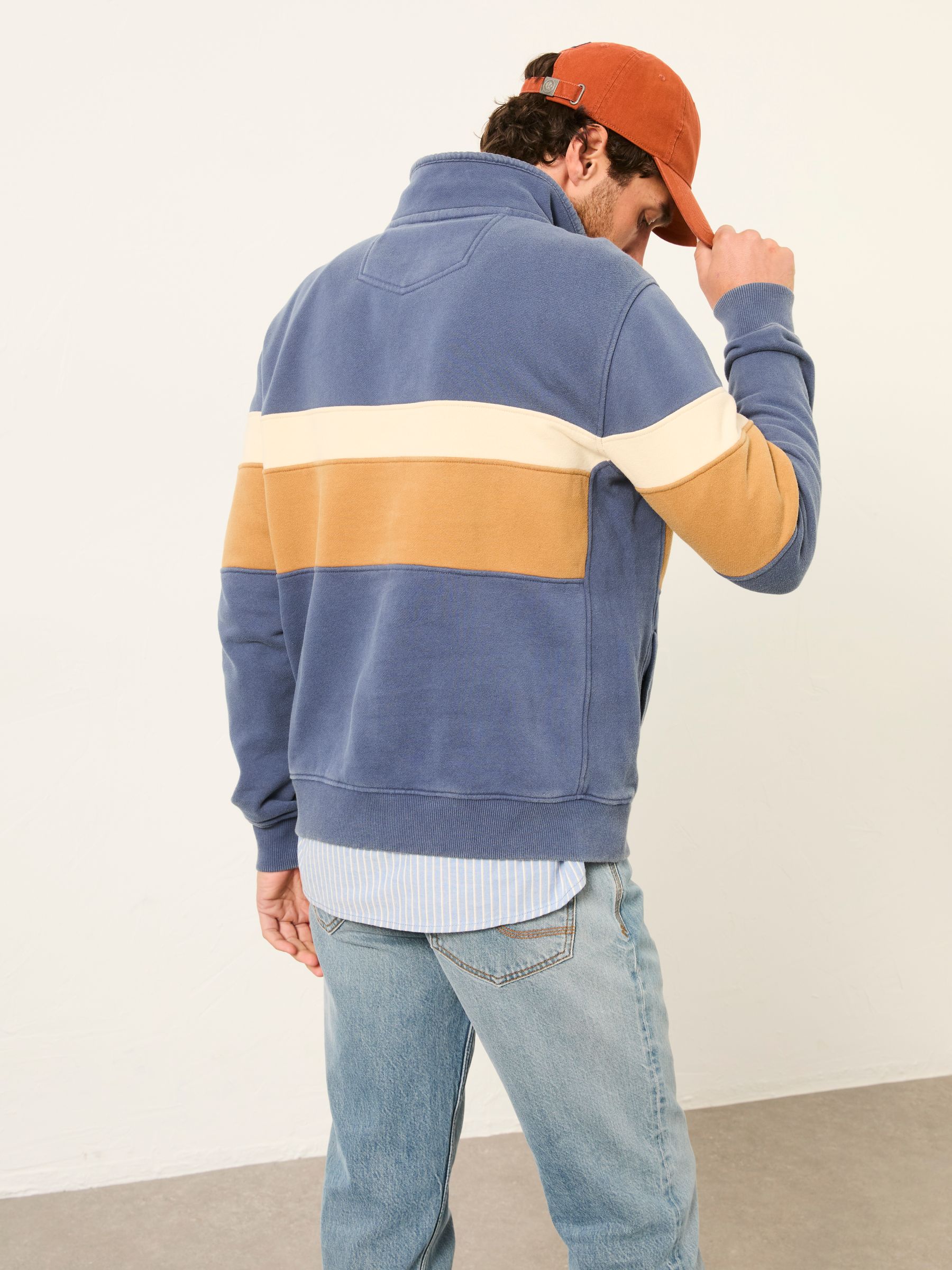 Brooke Blue Denim Half Neck Colour Block Sweat - Image 2 of 6