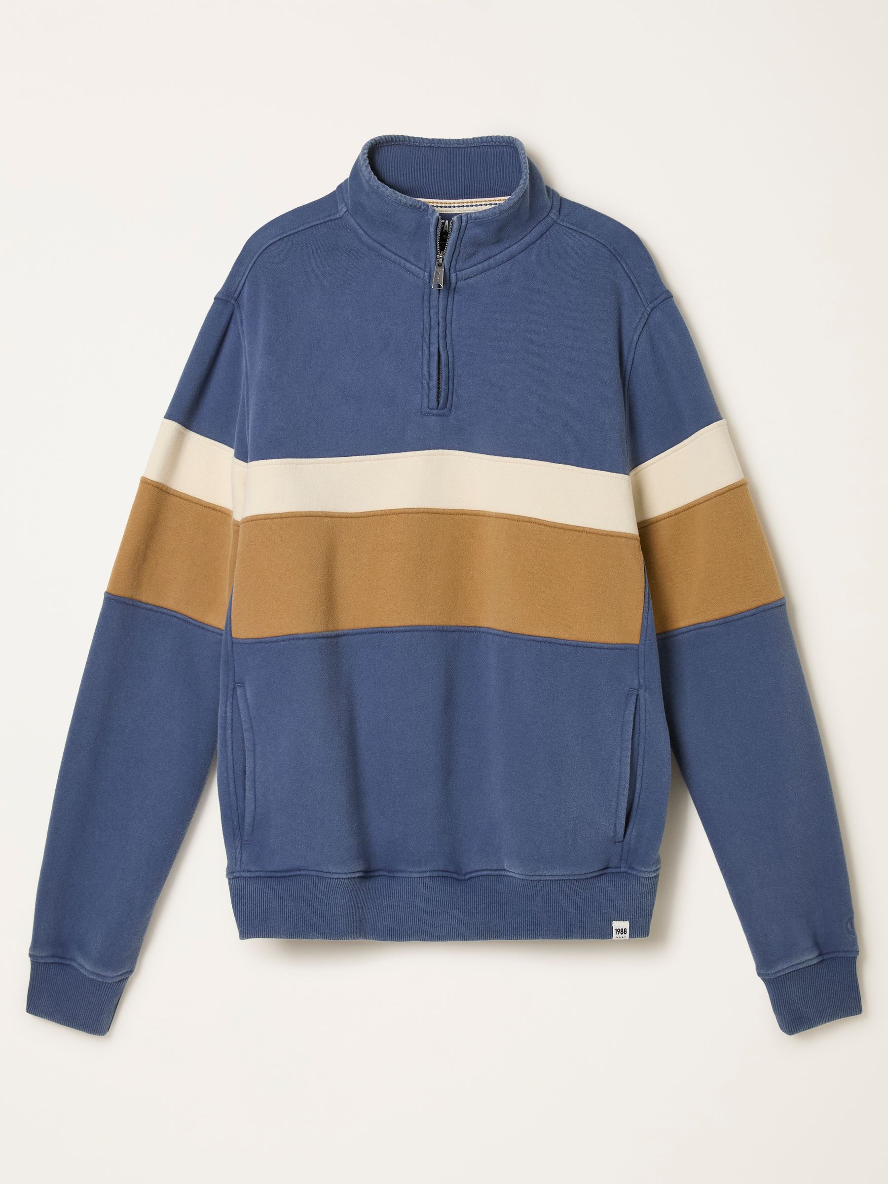 Brooke Blue Denim Half Neck Colour Block Sweat - Image 6 of 6