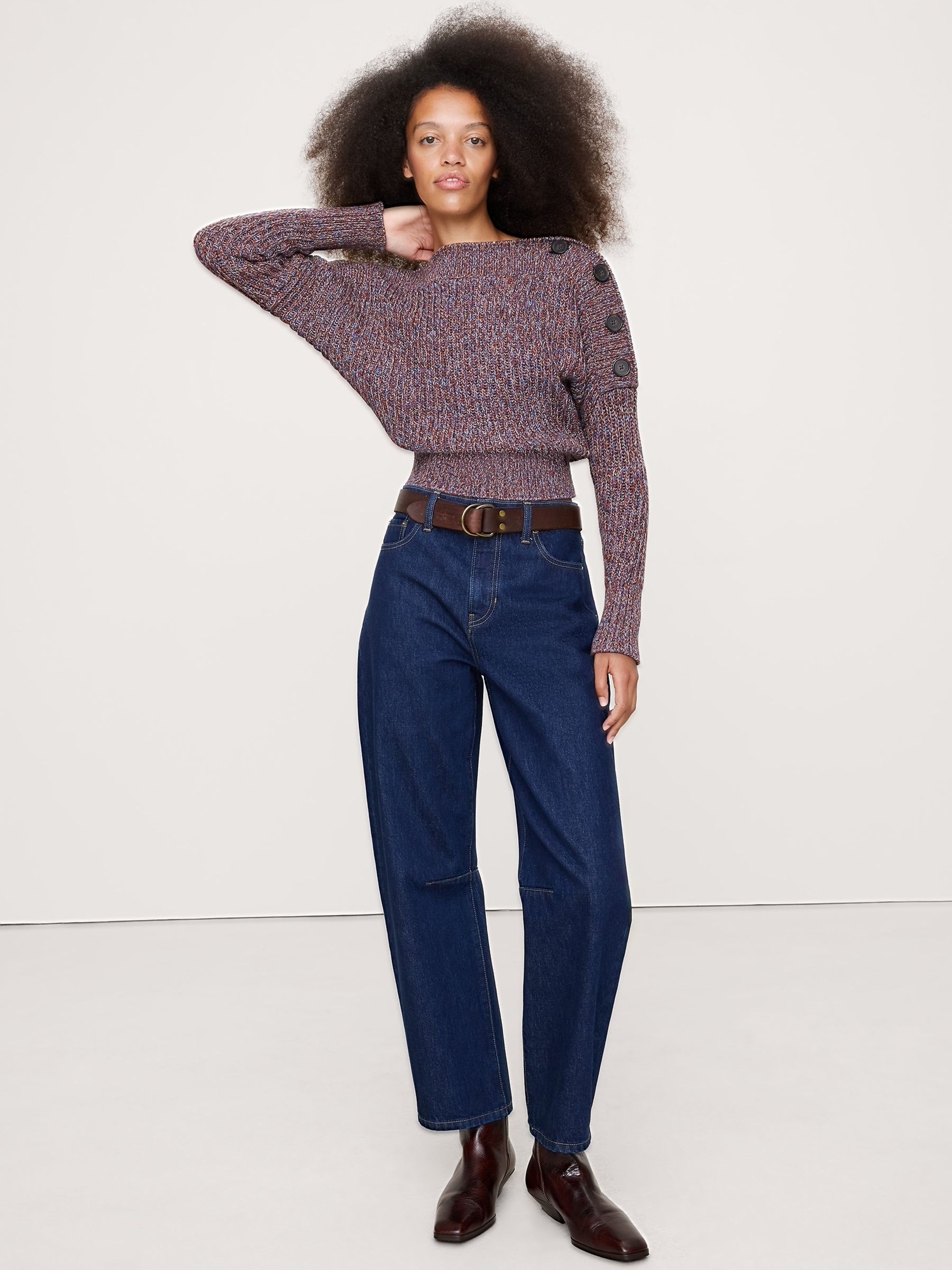 Banana Republic Multi Cotton Button-Shoulder Sweatshirt - Image 3 of 4