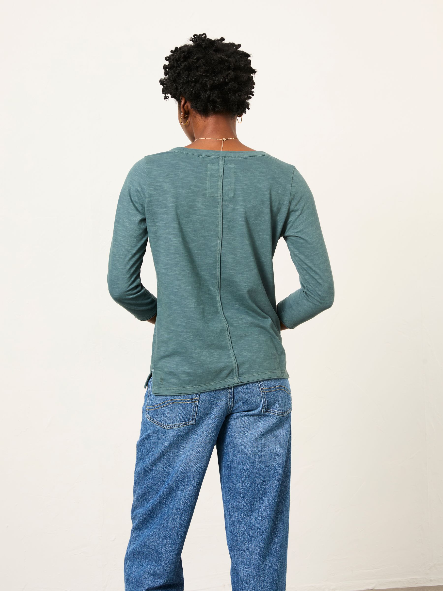 Aster Blue Denim 3/4 Sleeve T Shirt - Image 2 of 6 Aster Blue Denim 3/4 Sleeve T Shirt - Image 2 of 6