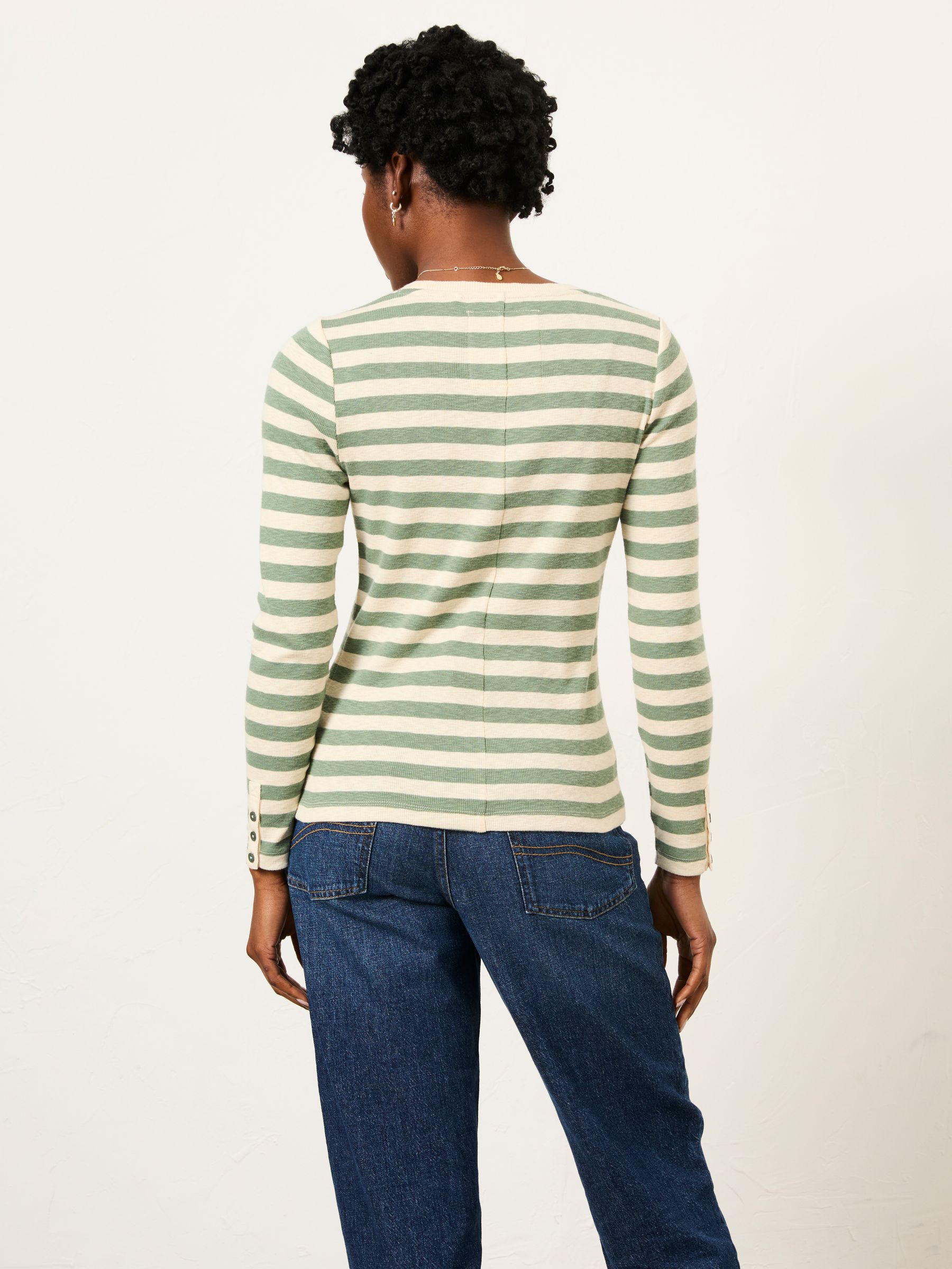 Callie Green Stripe Long Sleeve Top - Image 2 of 6