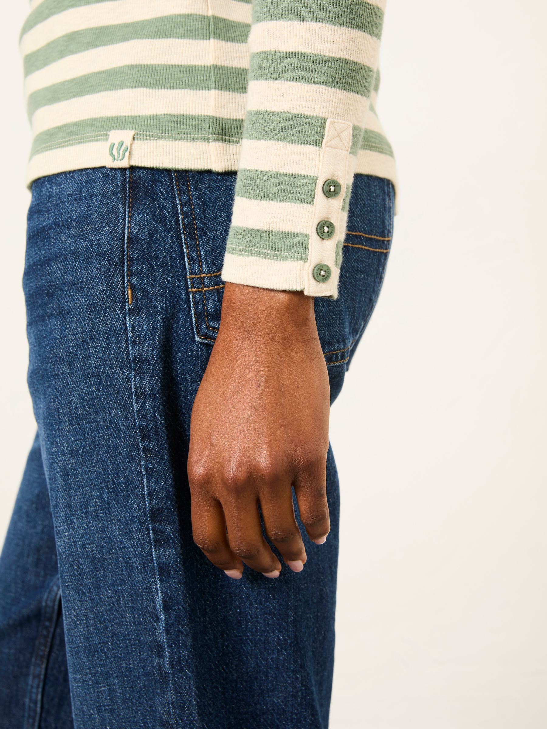 Callie Green Stripe Long Sleeve Top - Image 3 of 6