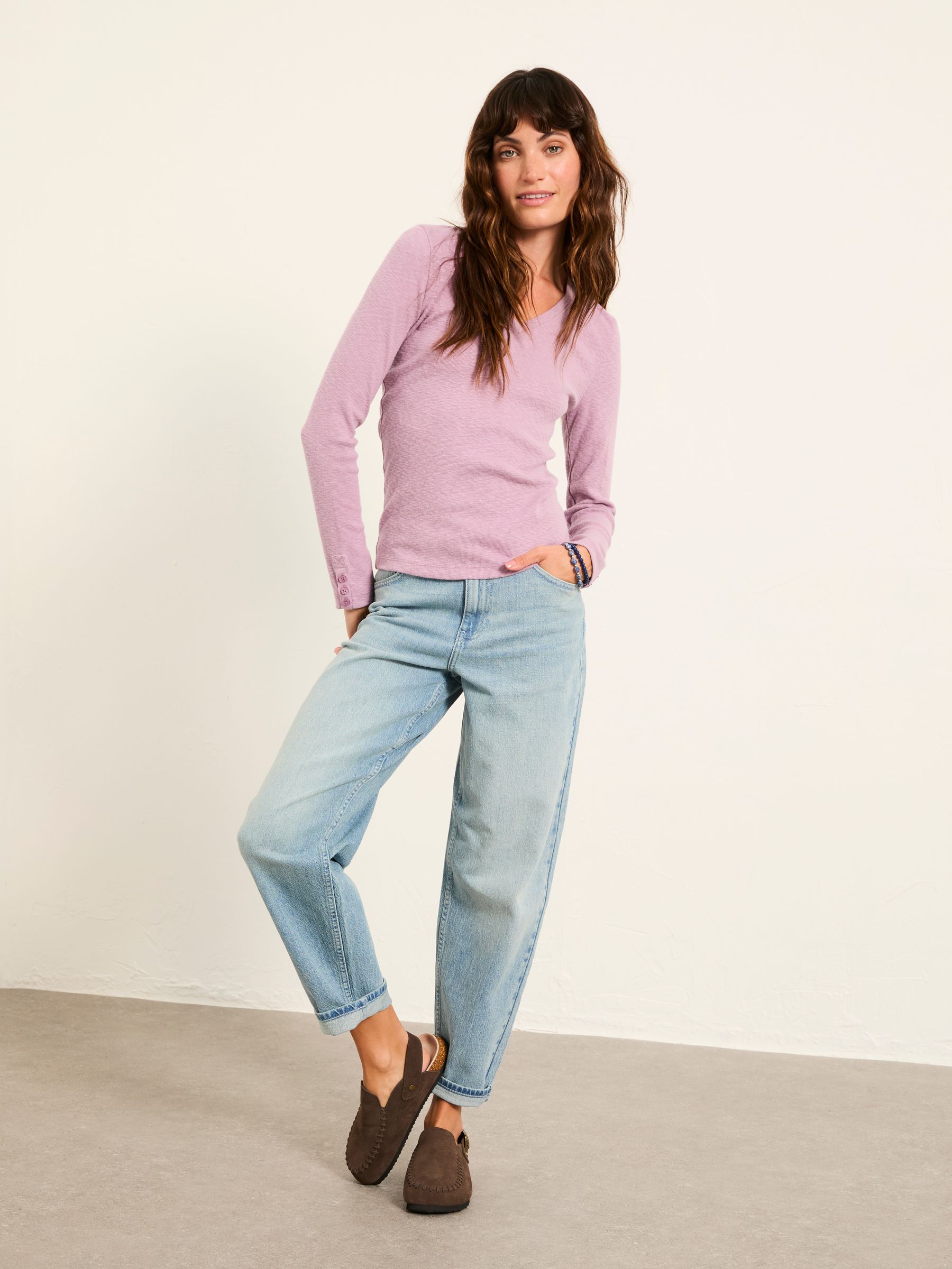 Callie Lilac Purple V Neck Top - Image 3 of 6