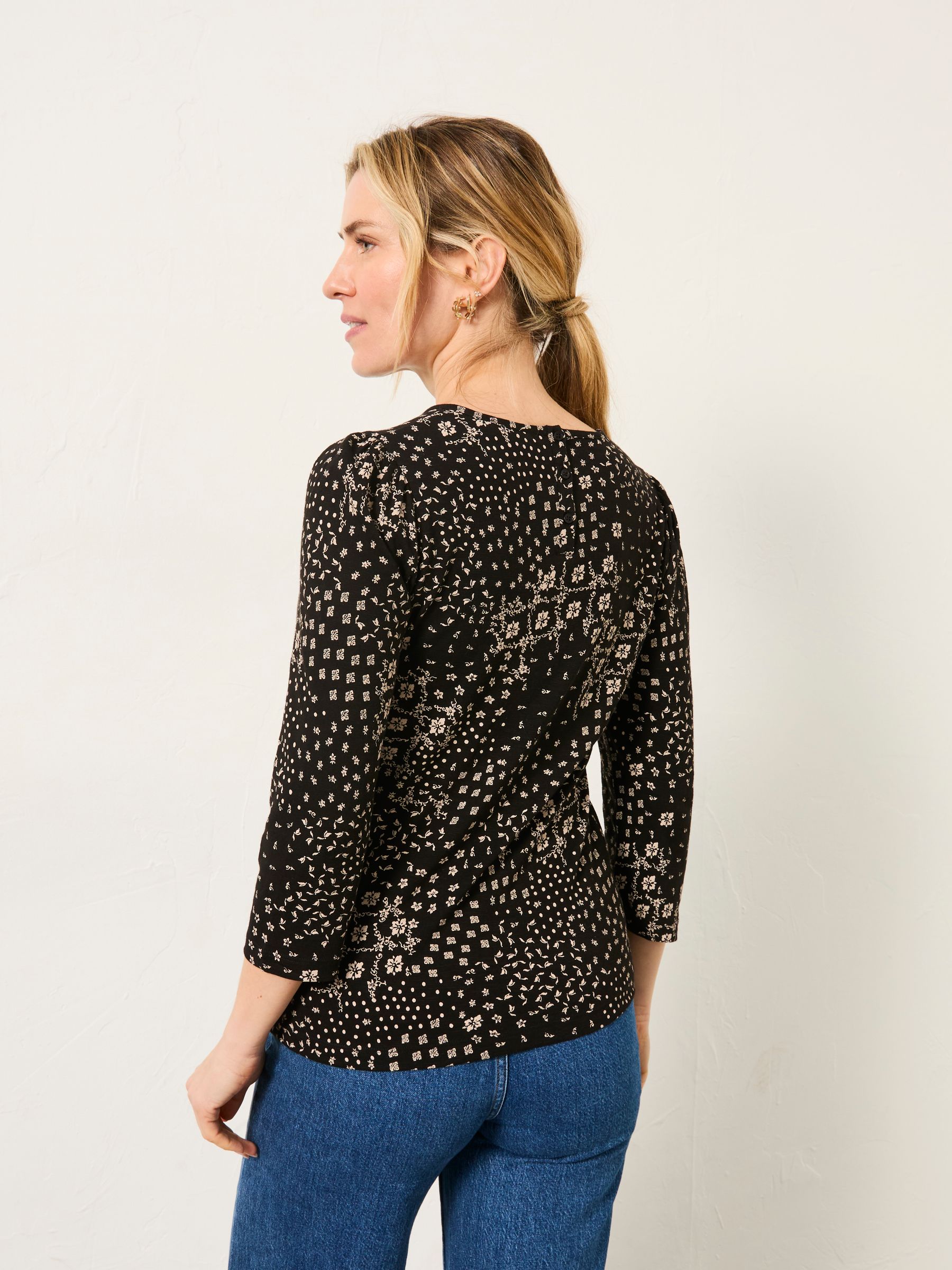 Ria Black Mono Patchwork Top - Image 2 of 6