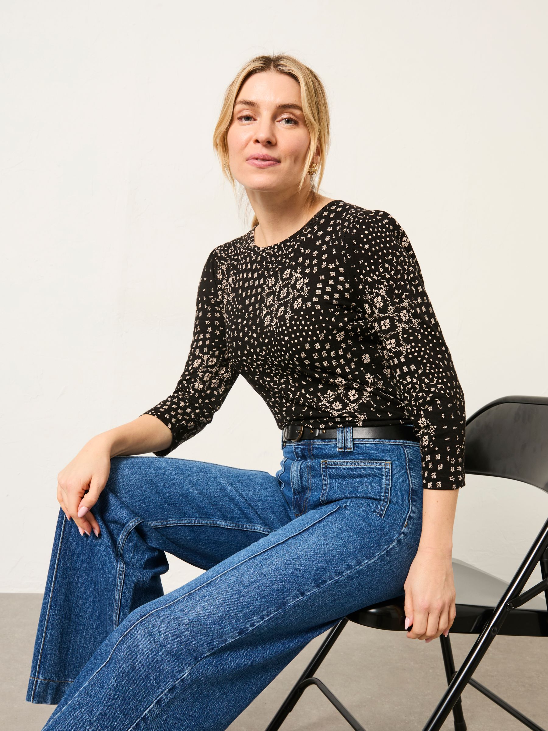 Ria Black Mono Patchwork Top - Image 5 of 6