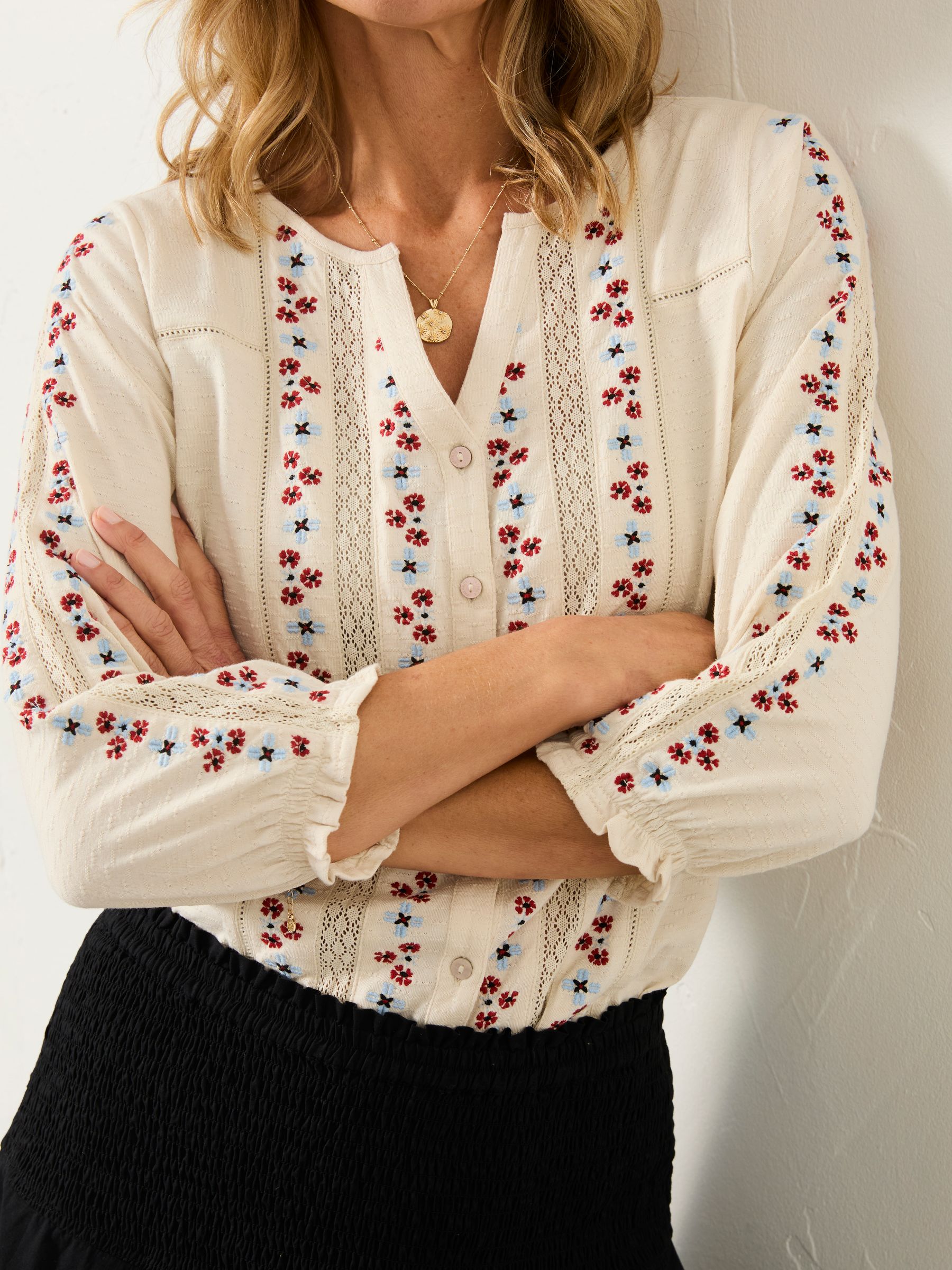 Harper Cream Embroidered Top - Image 1 of 5