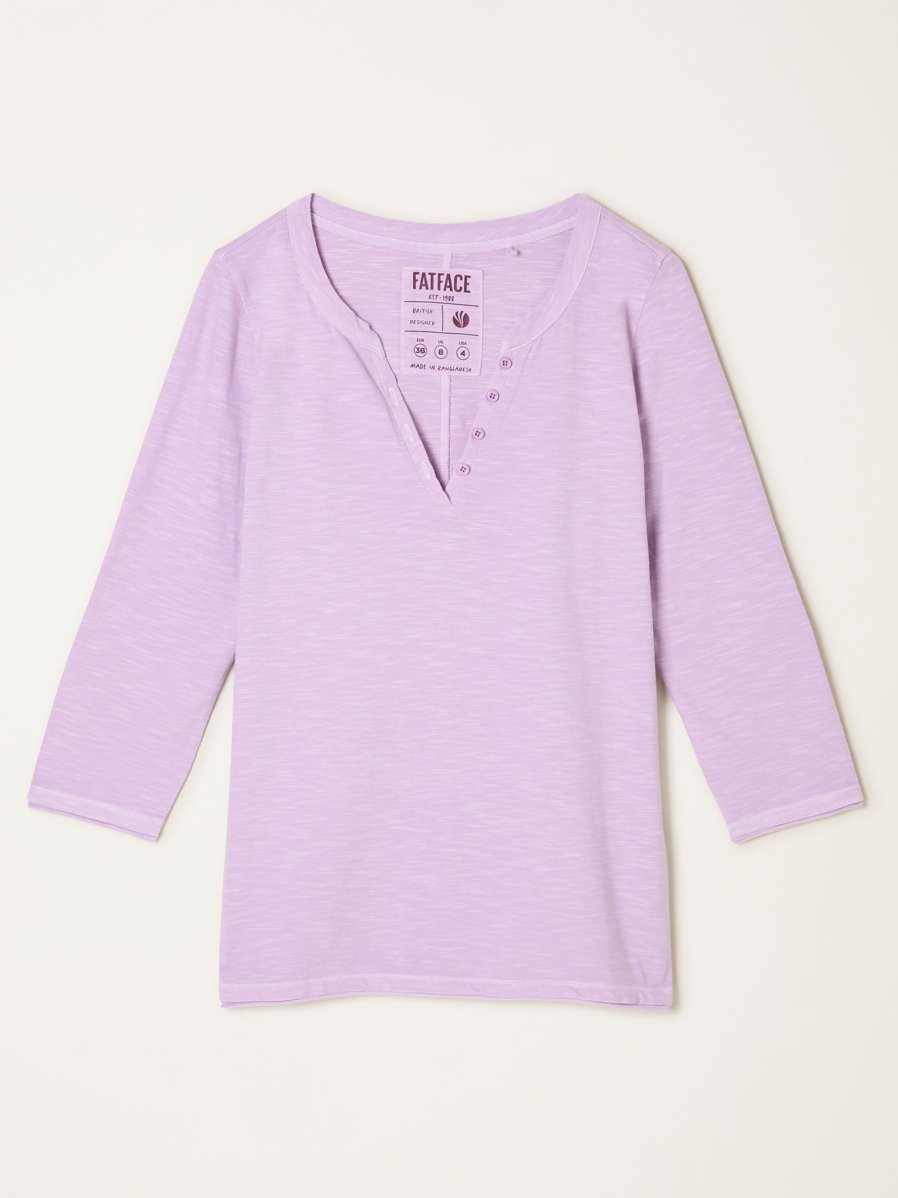 Aster Lilac Purple 3/4 Sleeve T Shirt | FatFace USA
