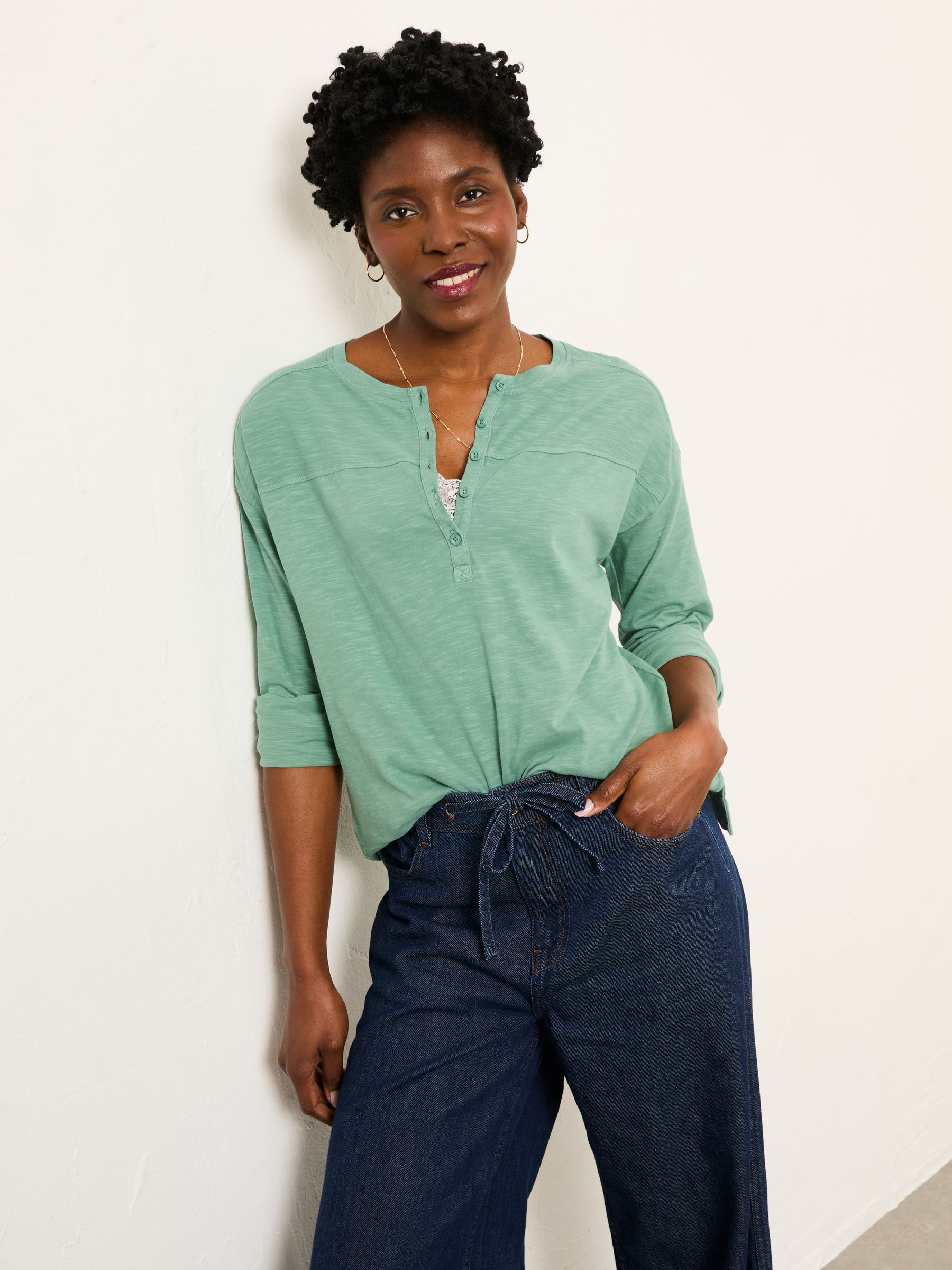 Milly Jade Green Henley T Shirt - Image 1 of 6