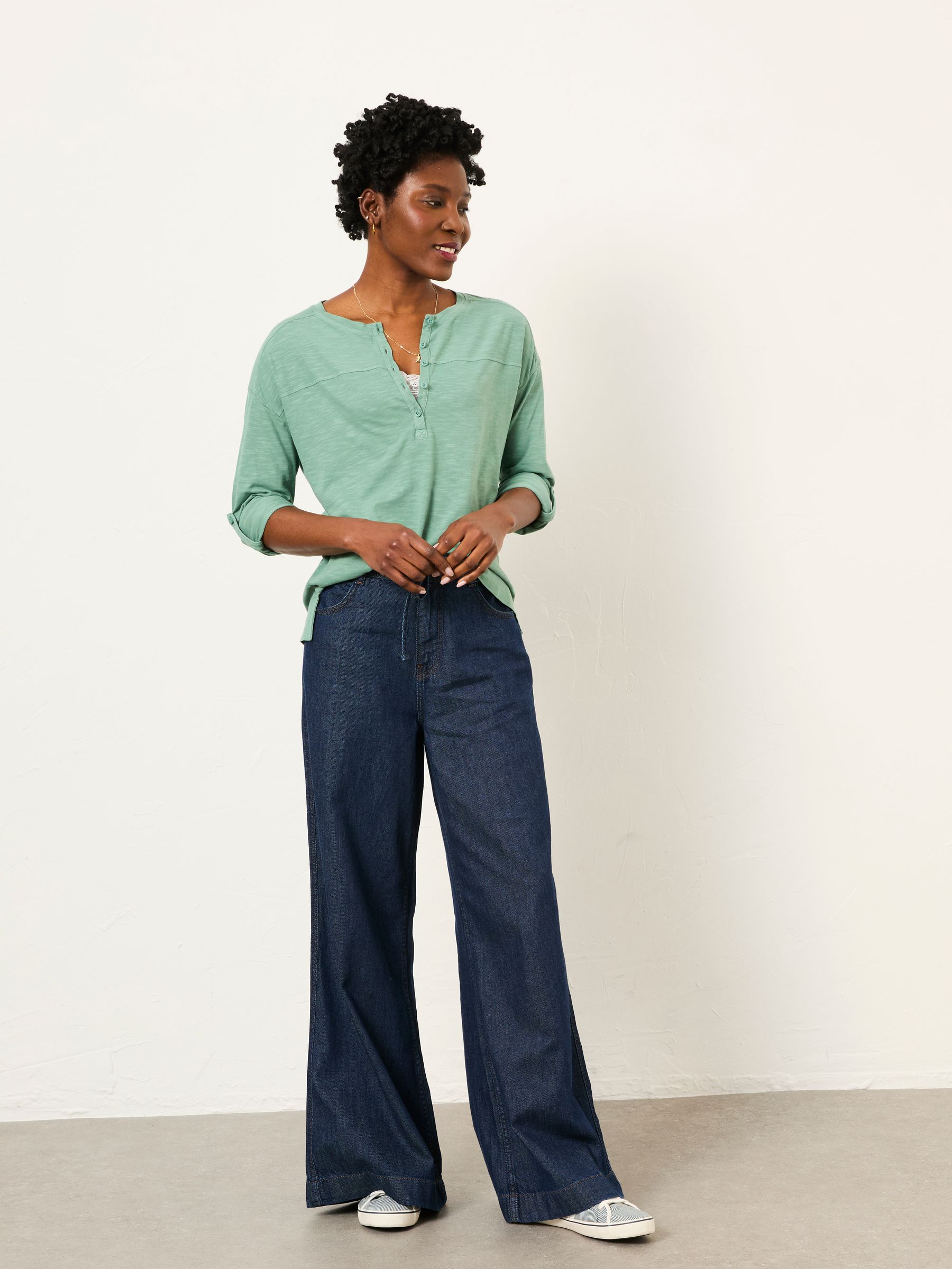 Milly Jade Green Henley T Shirt - Image 3 of 6