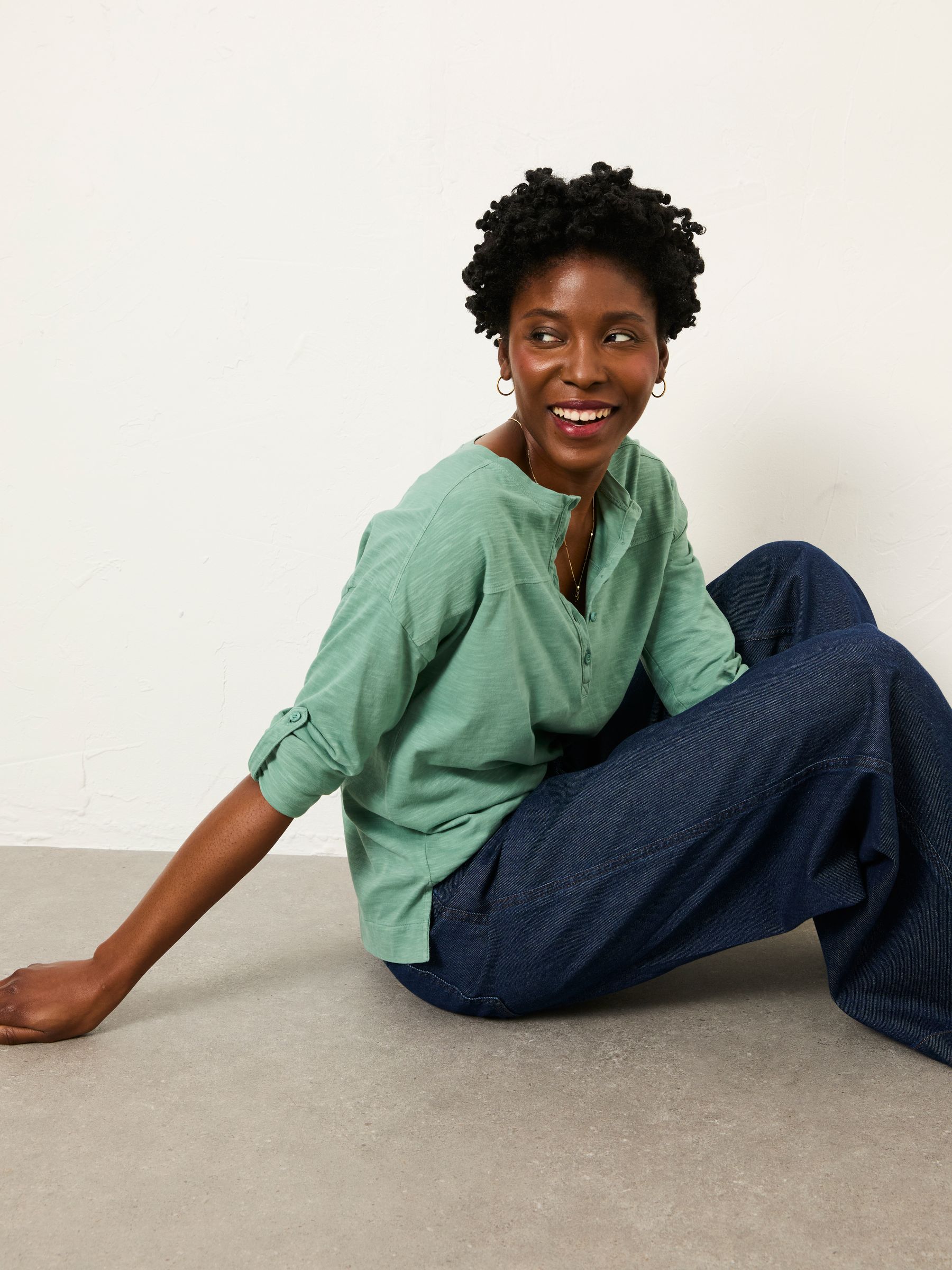 Milly Jade Green Henley T Shirt - Image 5 of 6