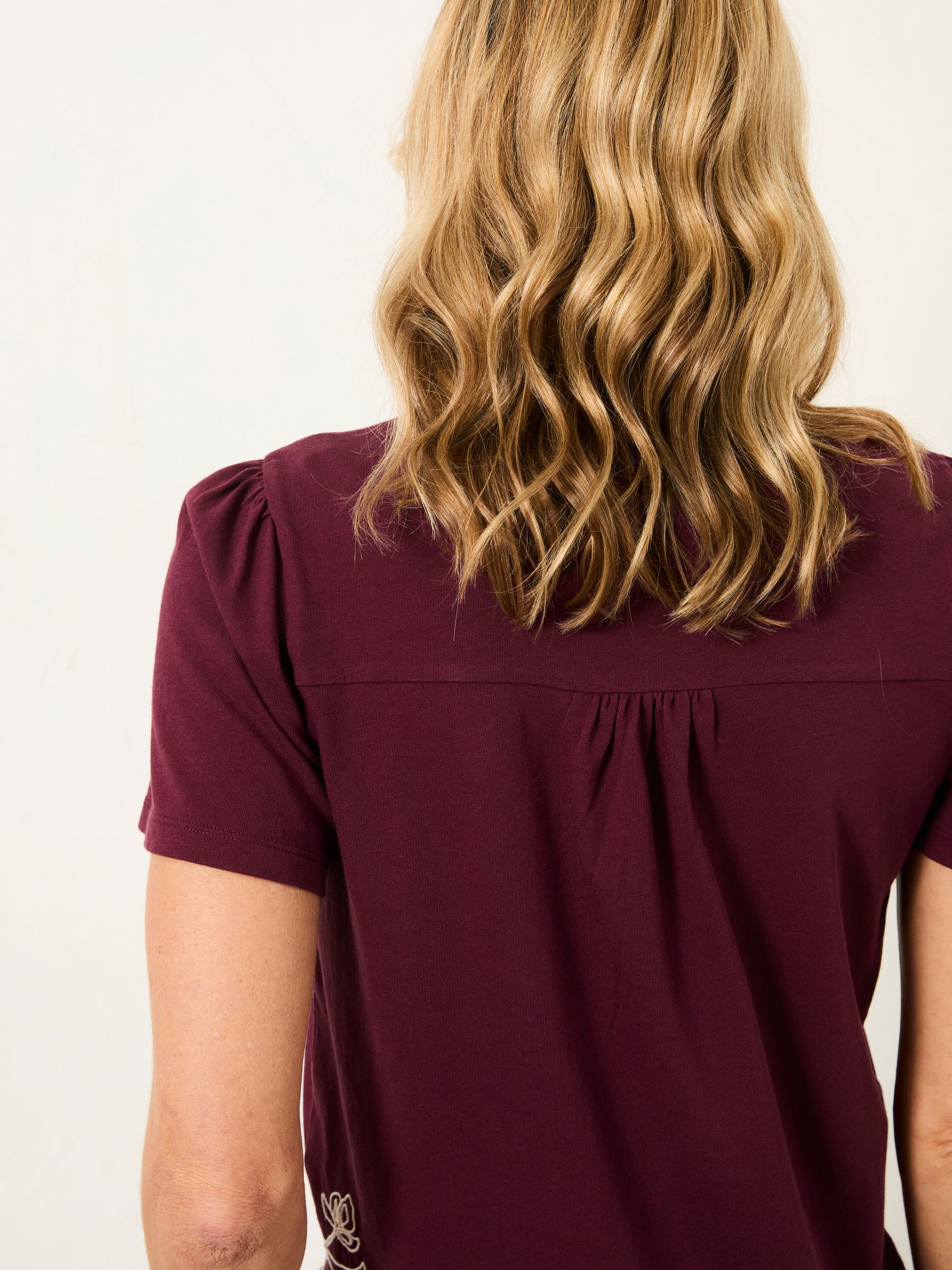 Freya Plum Purple Floral Embroidered T Shirt - Image 2 of 5