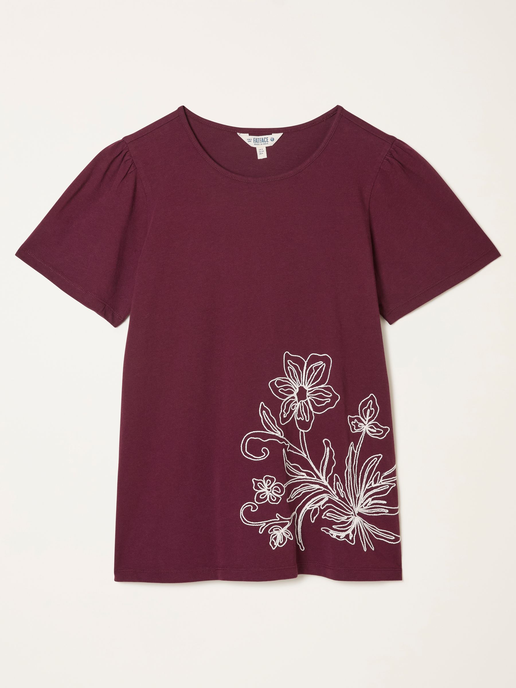 Freya Plum Purple Floral Embroidered T Shirt - Image 5 of 5