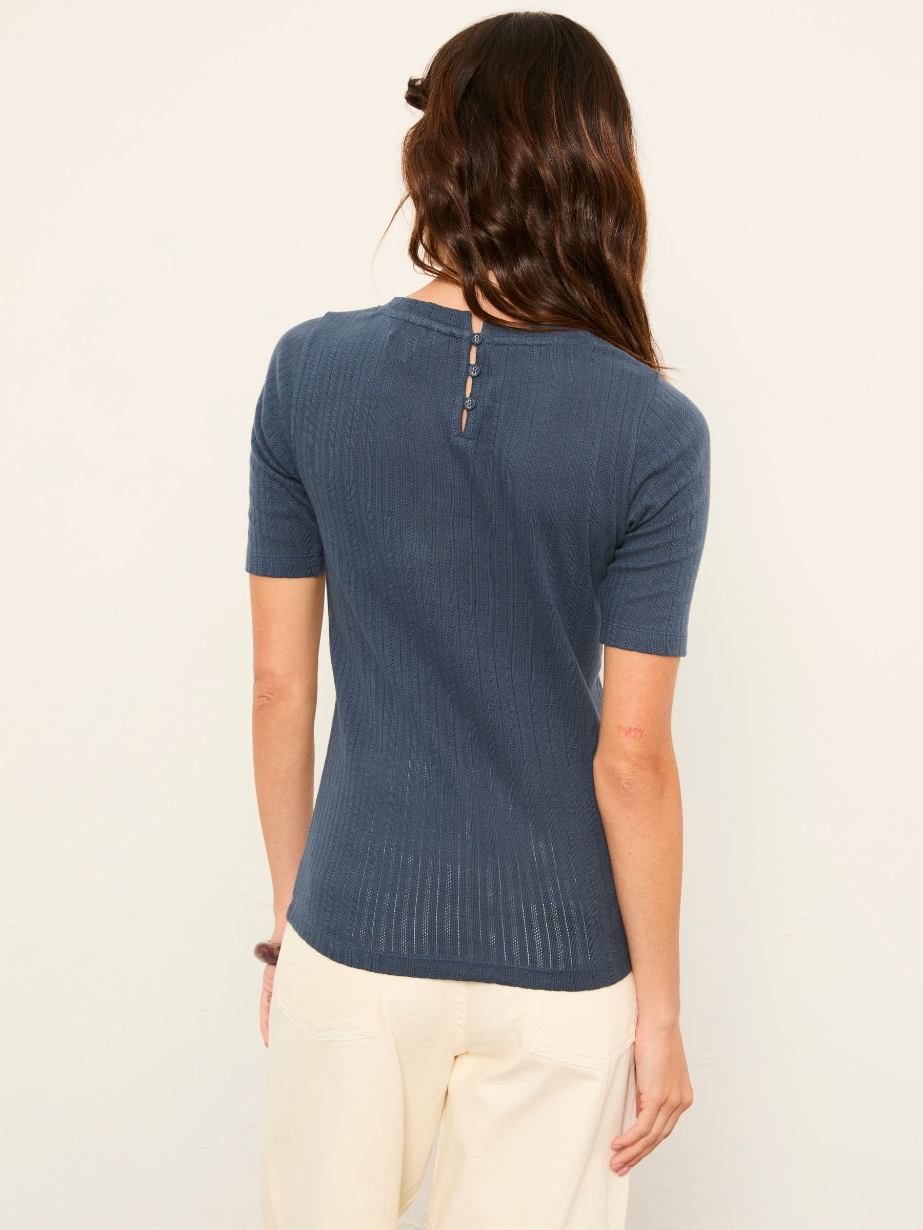Callie Navy Pointelle Top - Image 2 of 6 Callie Navy Pointelle Top - Image 2 of 6