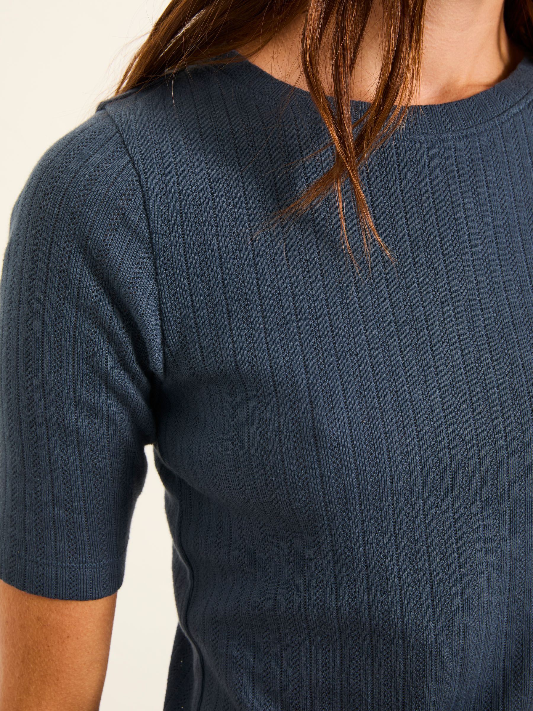 Callie Navy Pointelle Top - Image 4 of 6