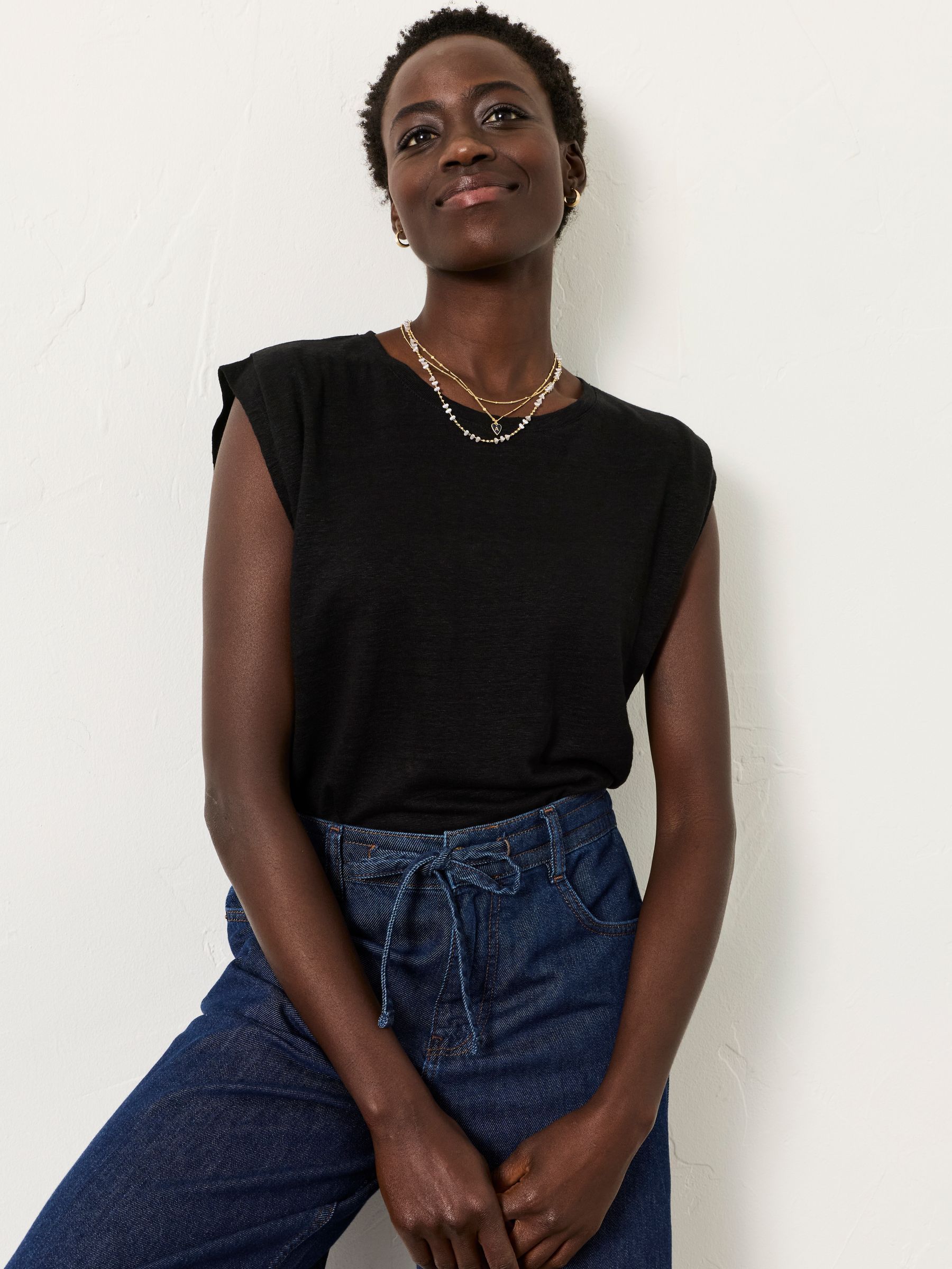 Lou Black Linen Tank - Image 1 of 7