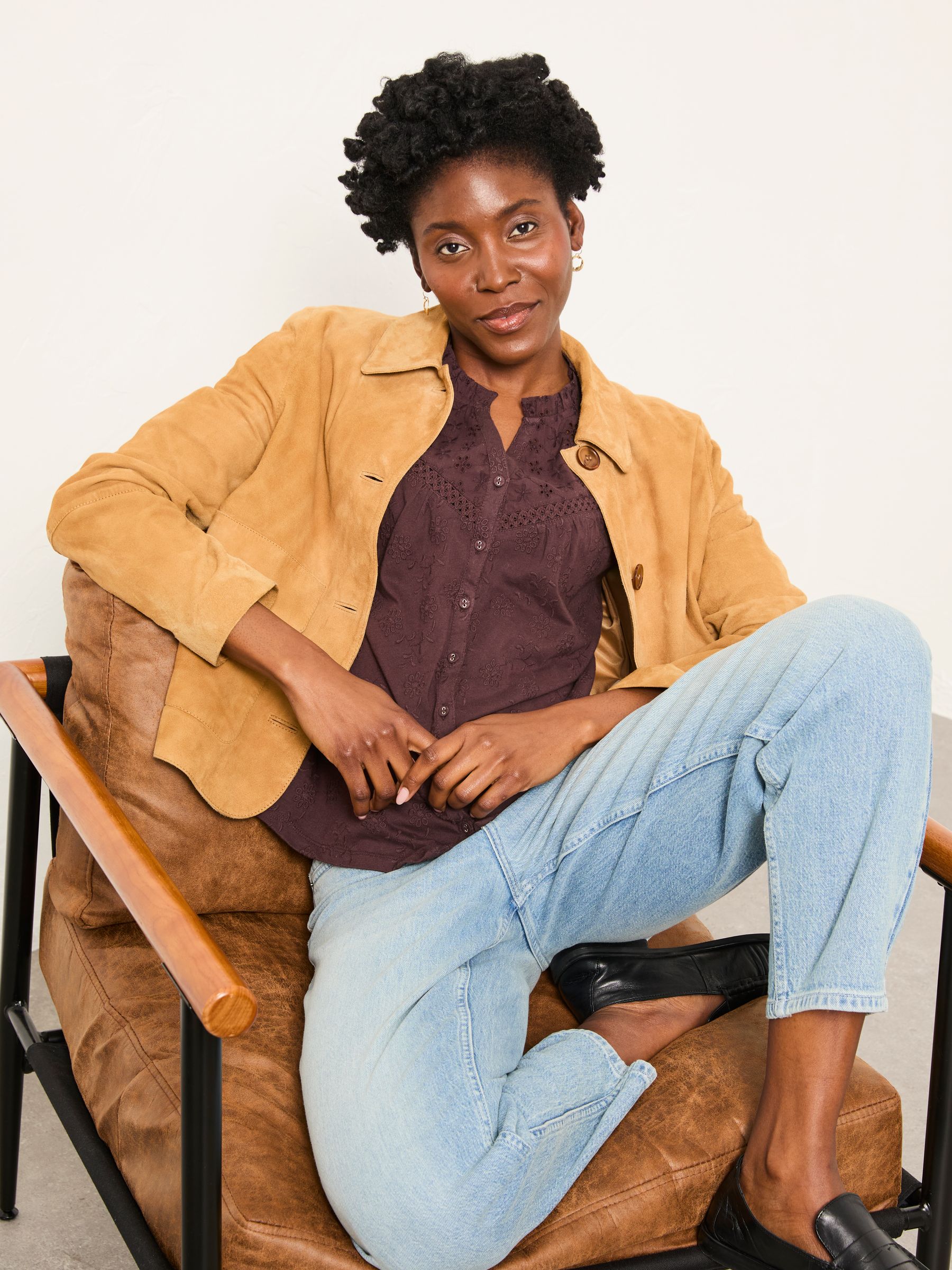 Claire Chocolate Brown Broderie Top - Image 5 of 6