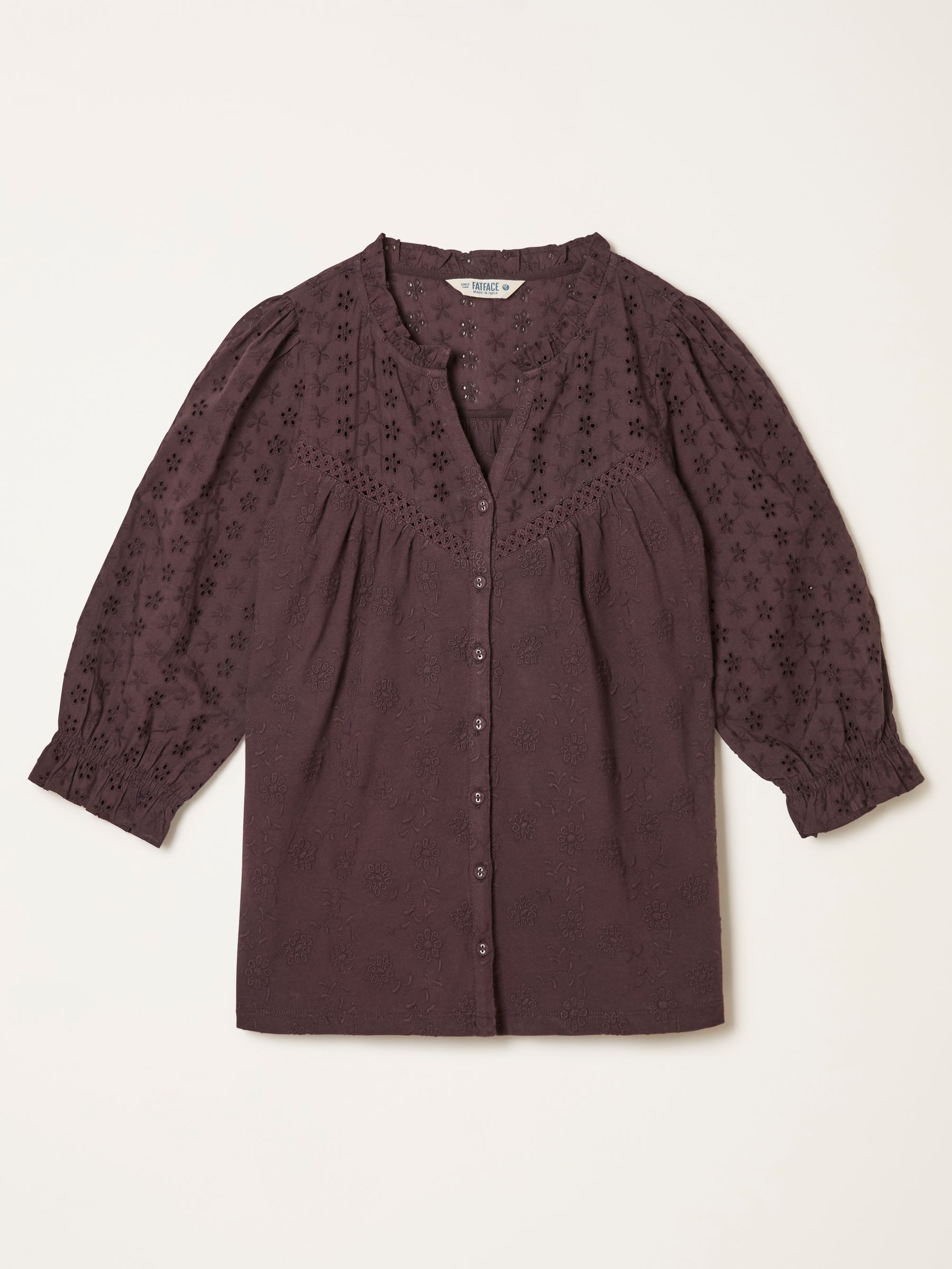 Claire Chocolate Brown Broderie Top - Image 6 of 6