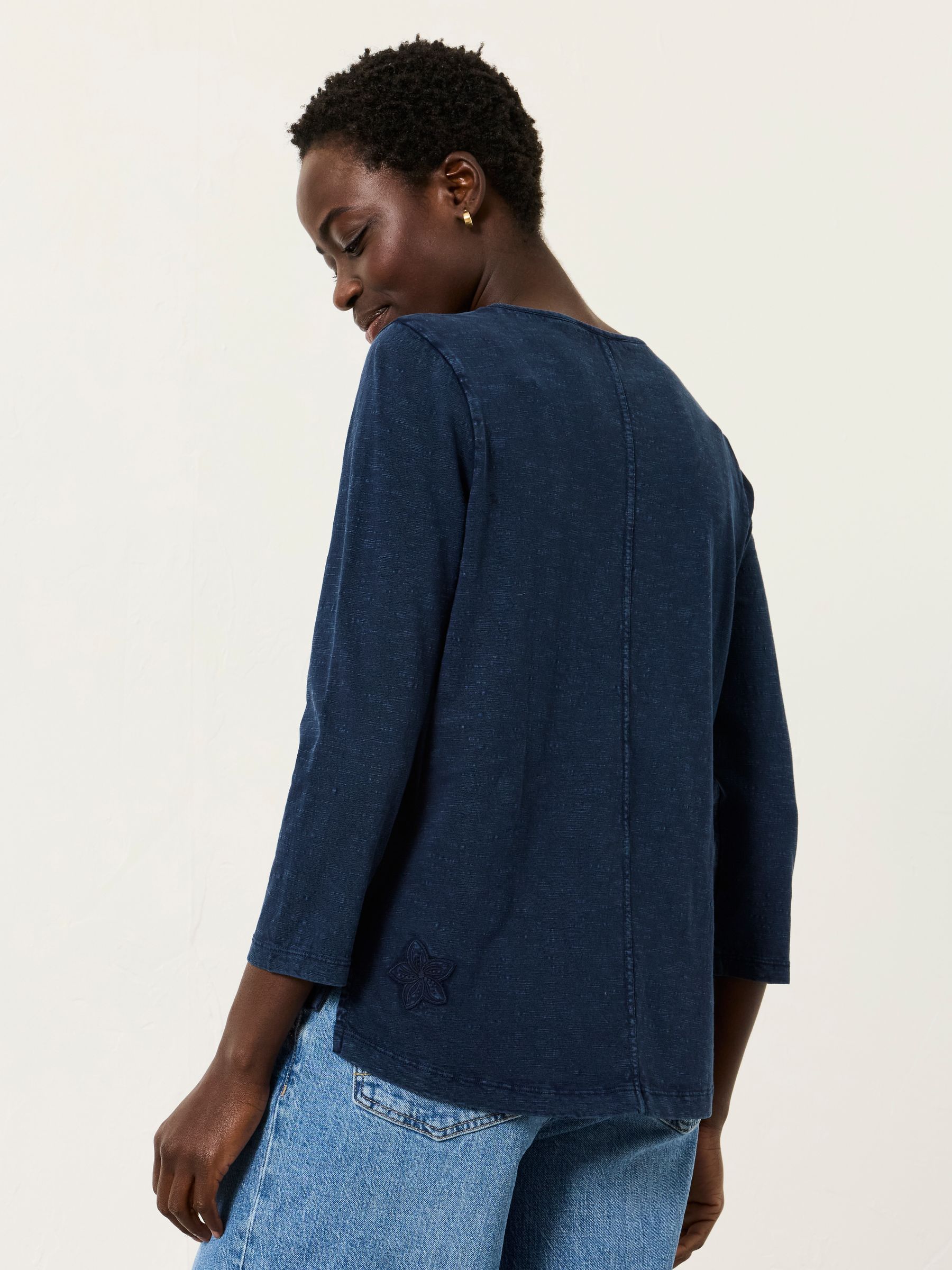 Natalie Denim Flower Applique Top - Image 2 of 6