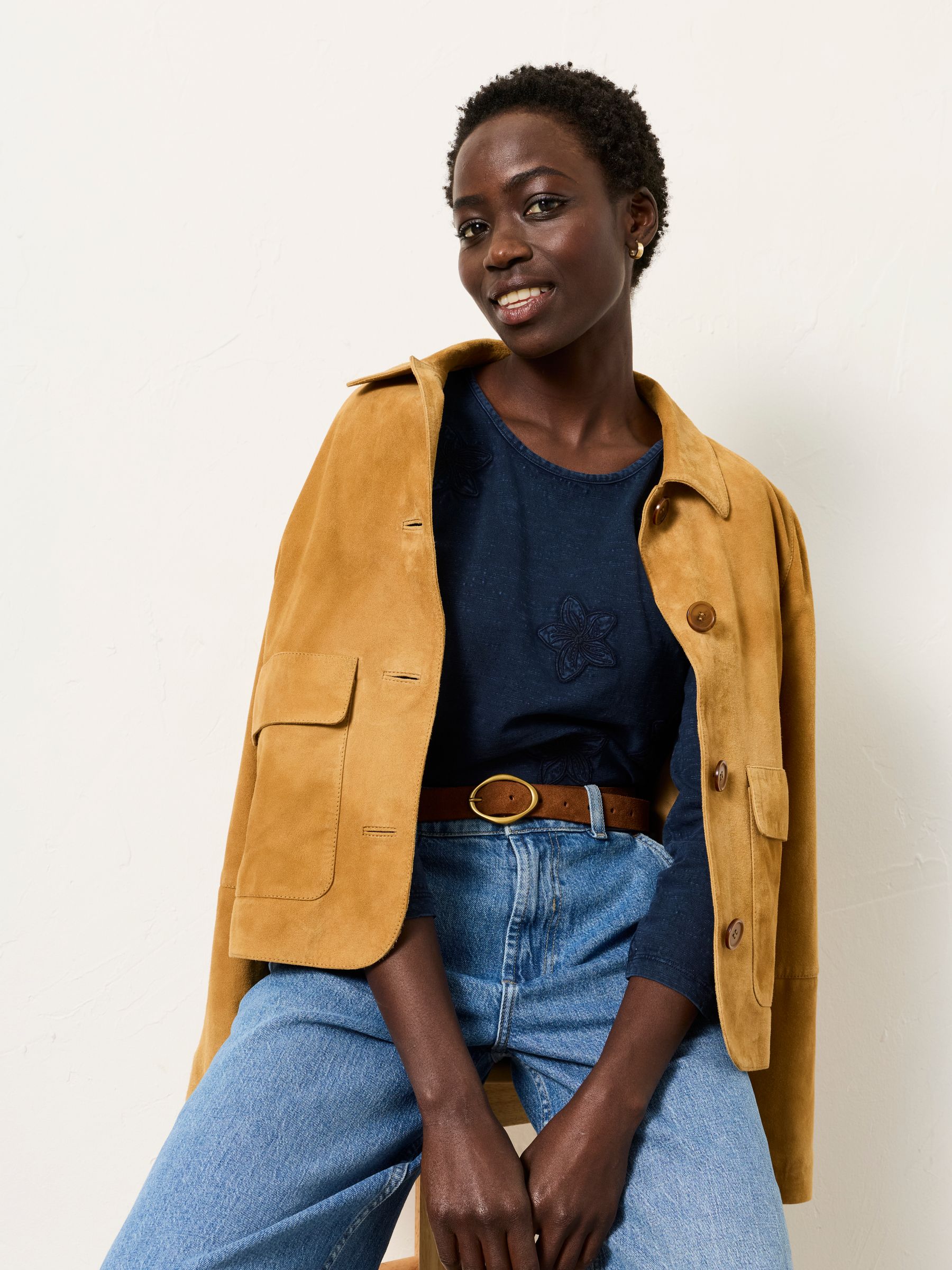 Natalie Denim Flower Applique Top - Image 4 of 6