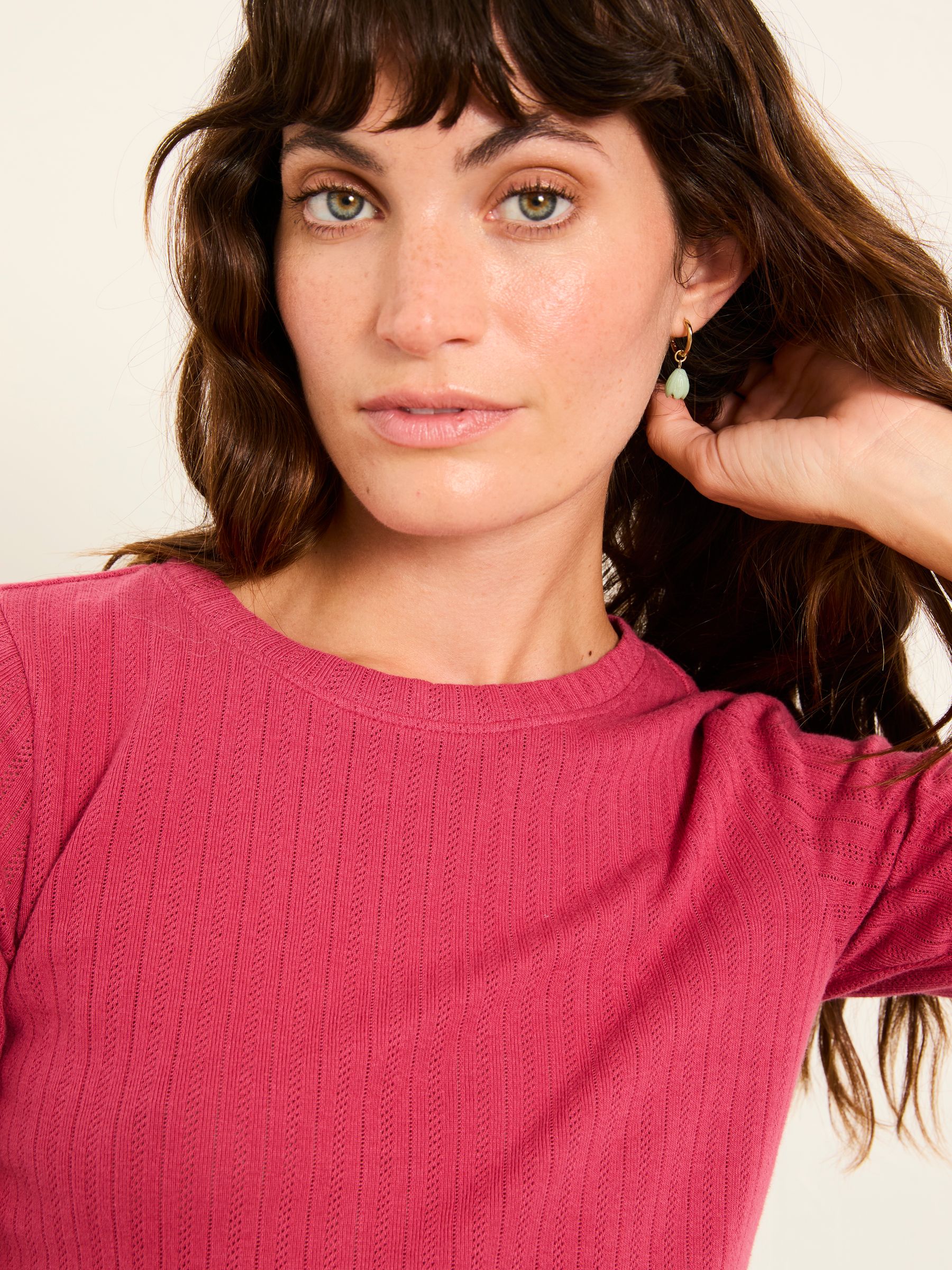 Callie Fushsia Pink Pointelle Top - Image 3 of 5