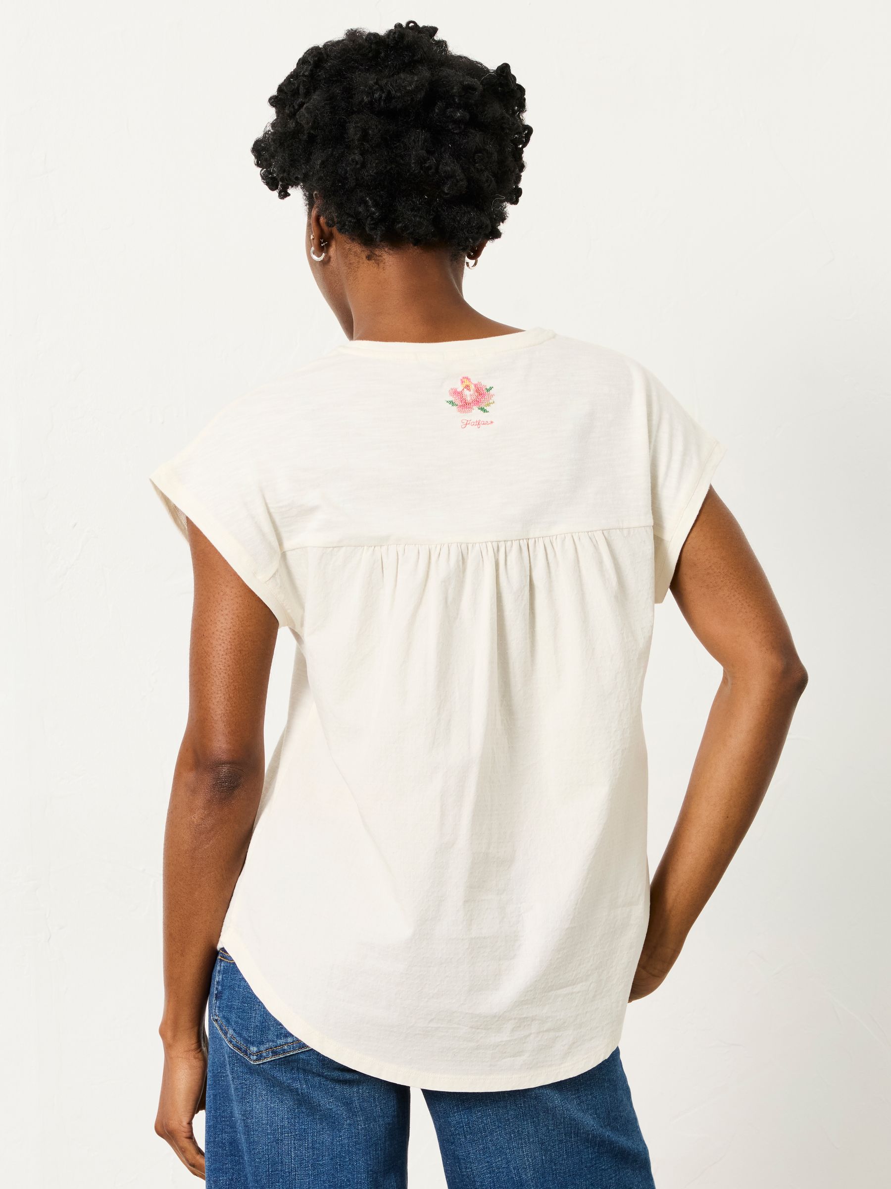 Ivory Cross Stitch Floral T Shirt - Image 2 of 6