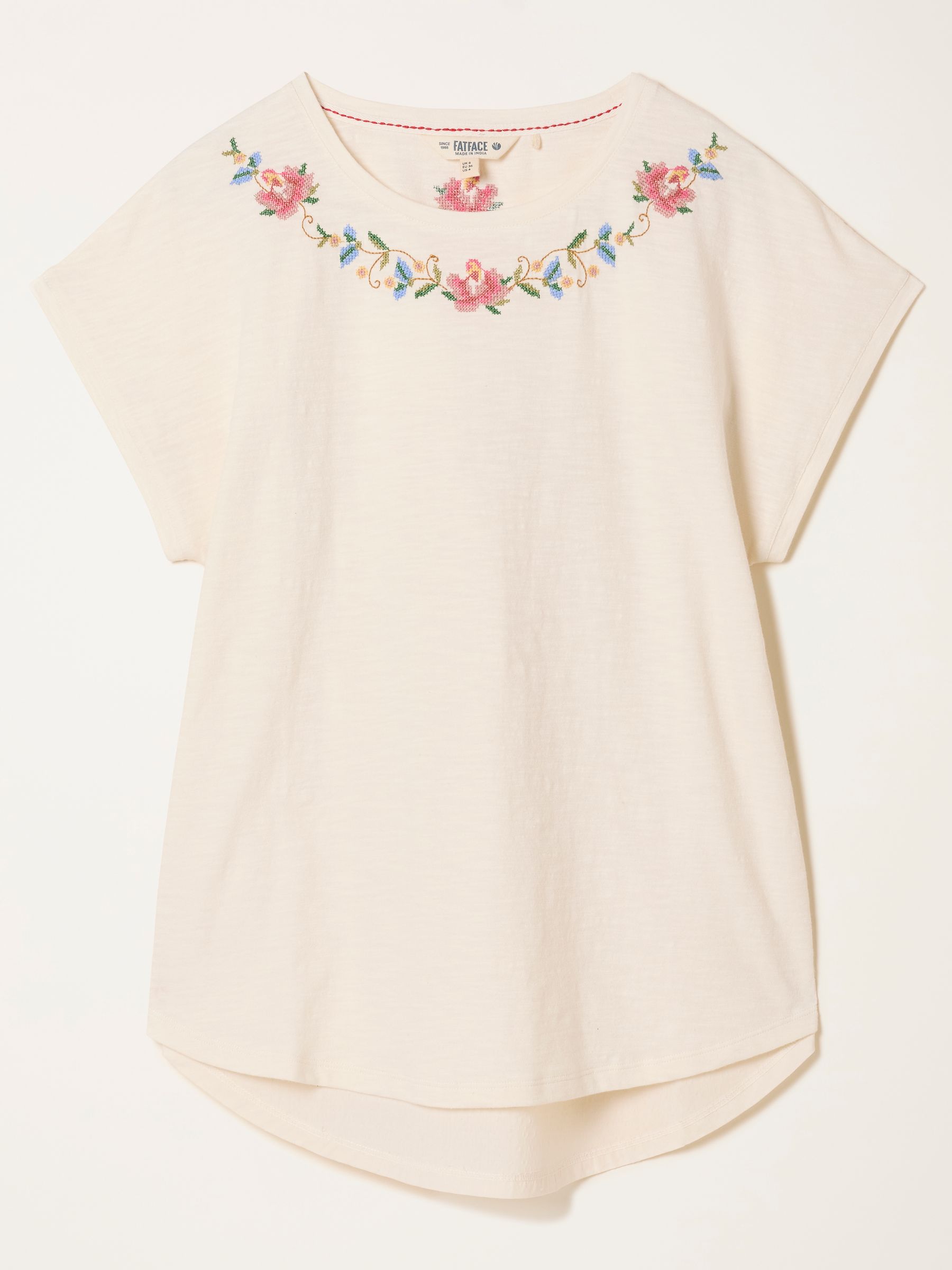 Ivory Cross Stitch Floral T Shirt - Image 6 of 6