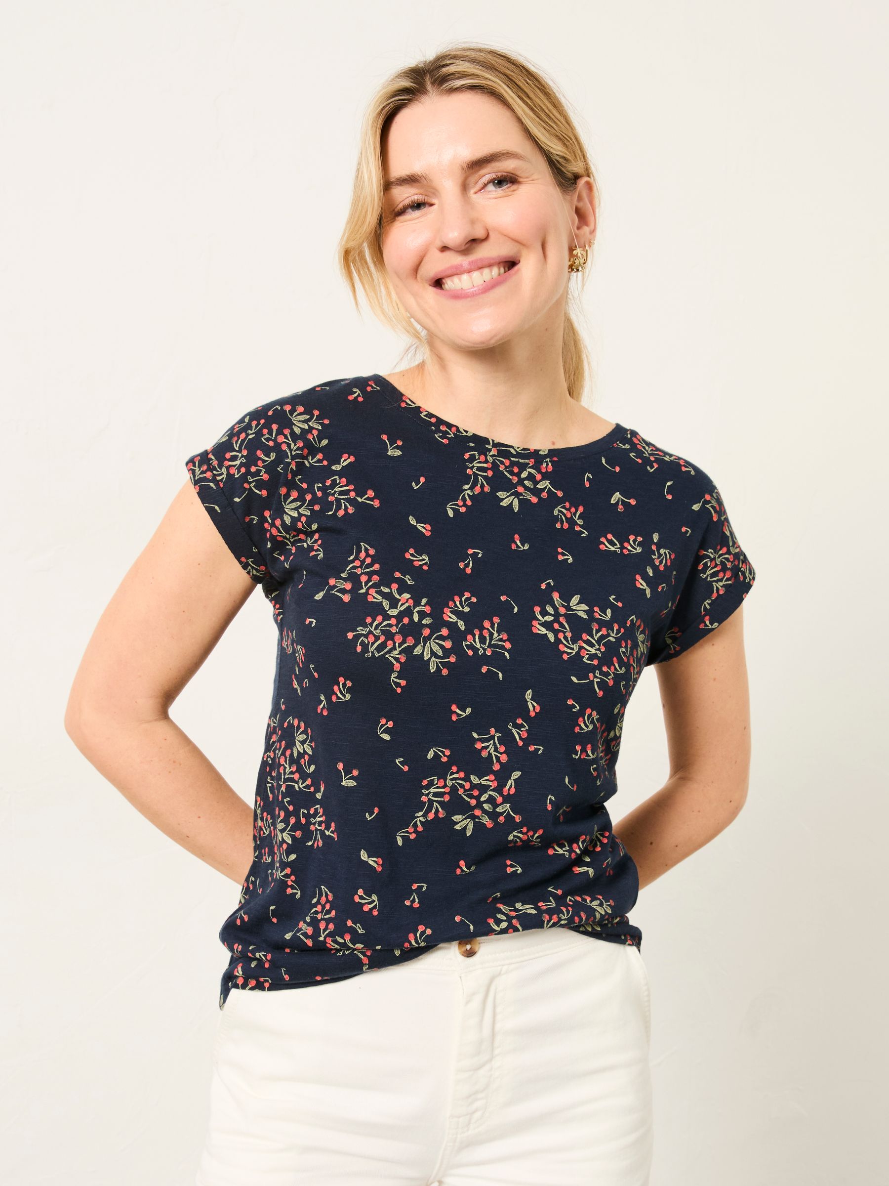 Ivy Navy Blue Cherries T Shirt - Image 1 of 4