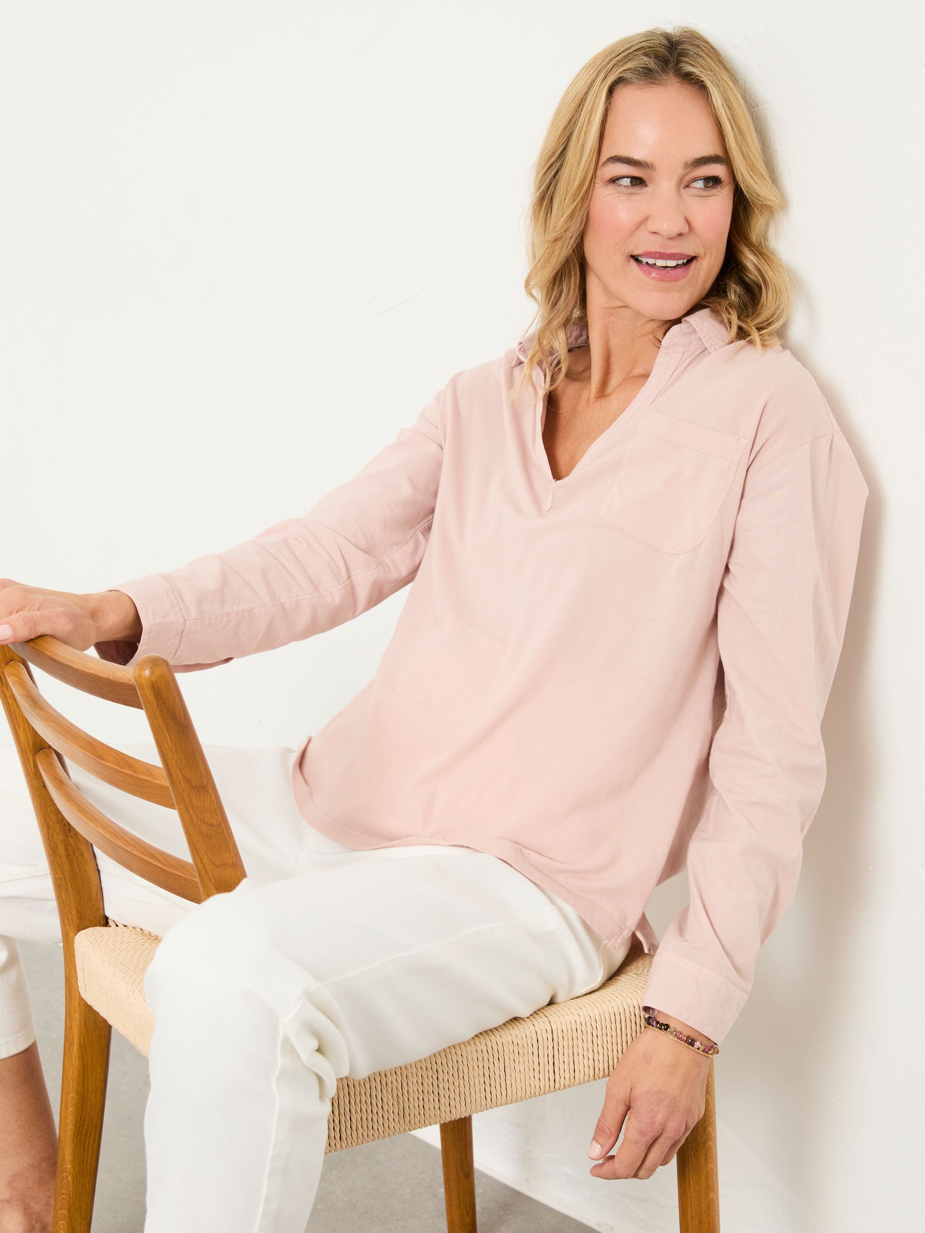 Paige Pink Woven Jersey Mix Top - Image 4 of 4