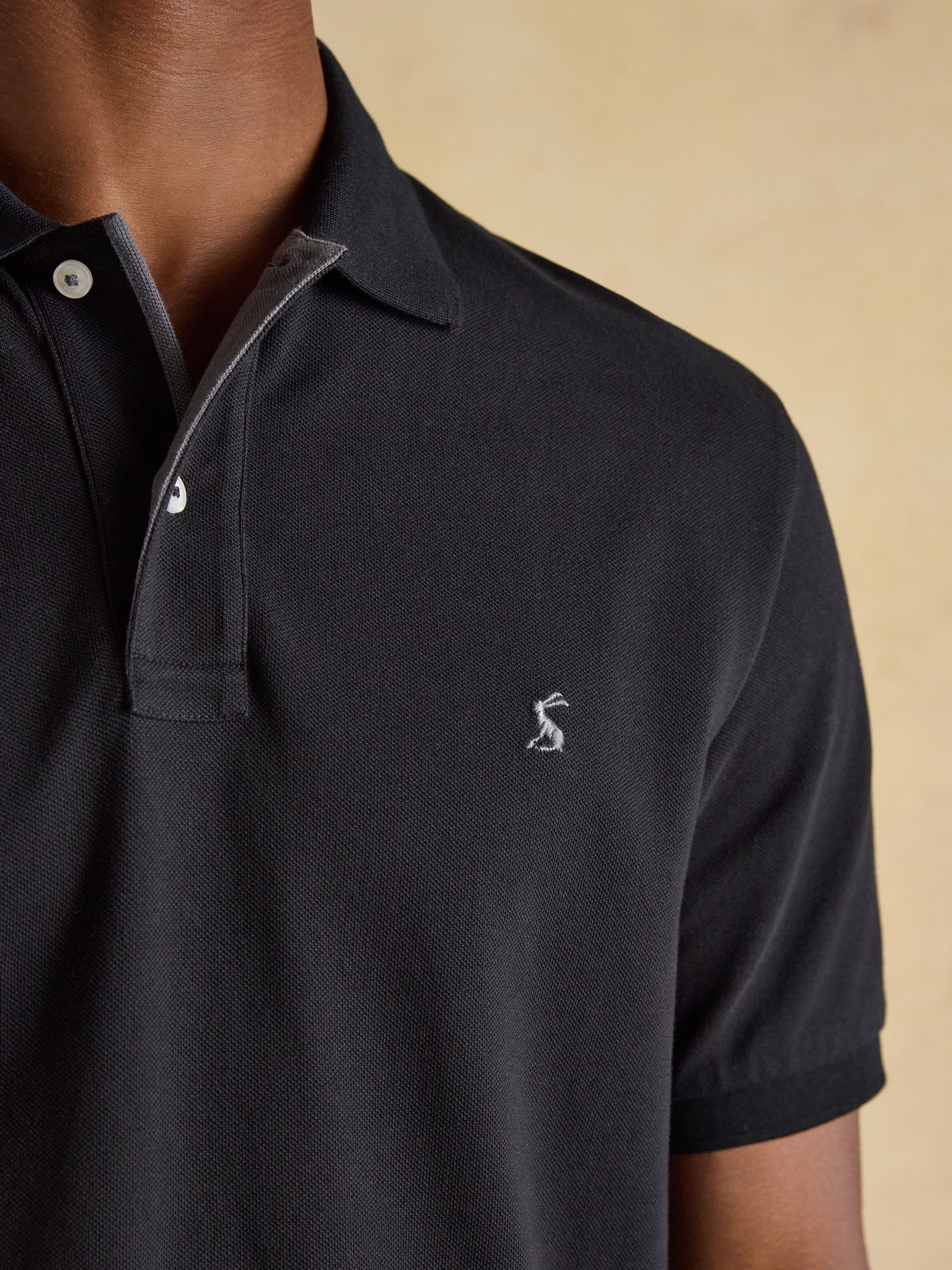 Woody Black Cotton Pique Polo Shirt - Image 4 of 9