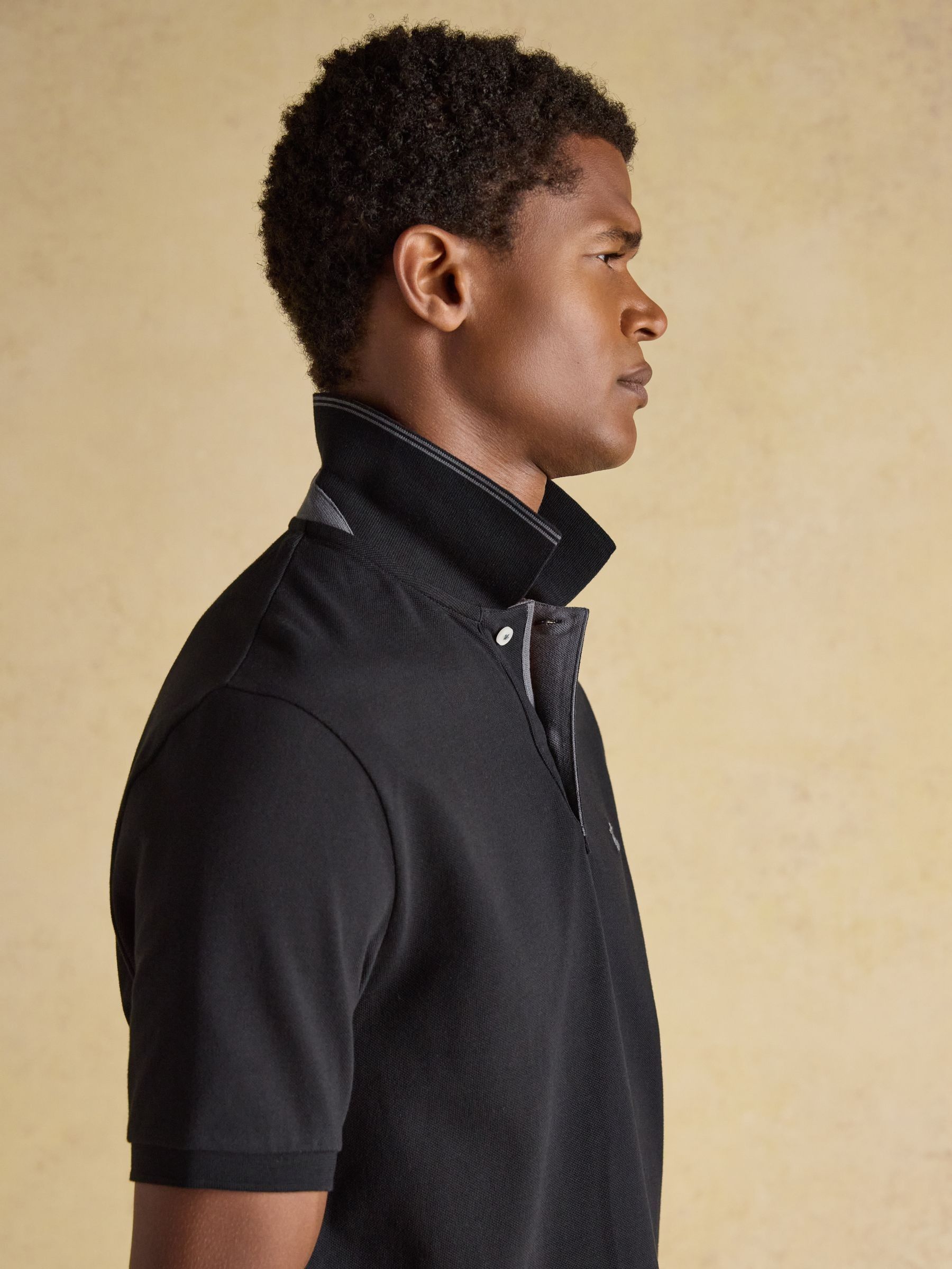 Woody Black Cotton Pique Polo Shirt - Image 5 of 9