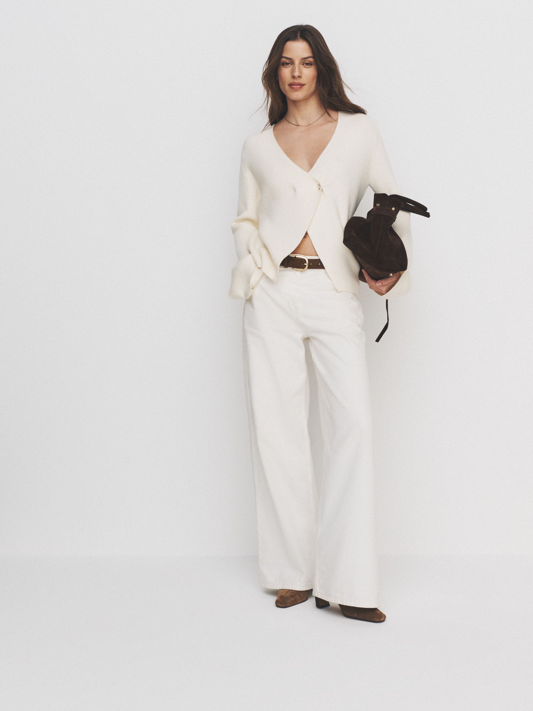 2 Pack Knitted Gold Button Ribbed Cardigan Navy/Cream - Image 3 of 6