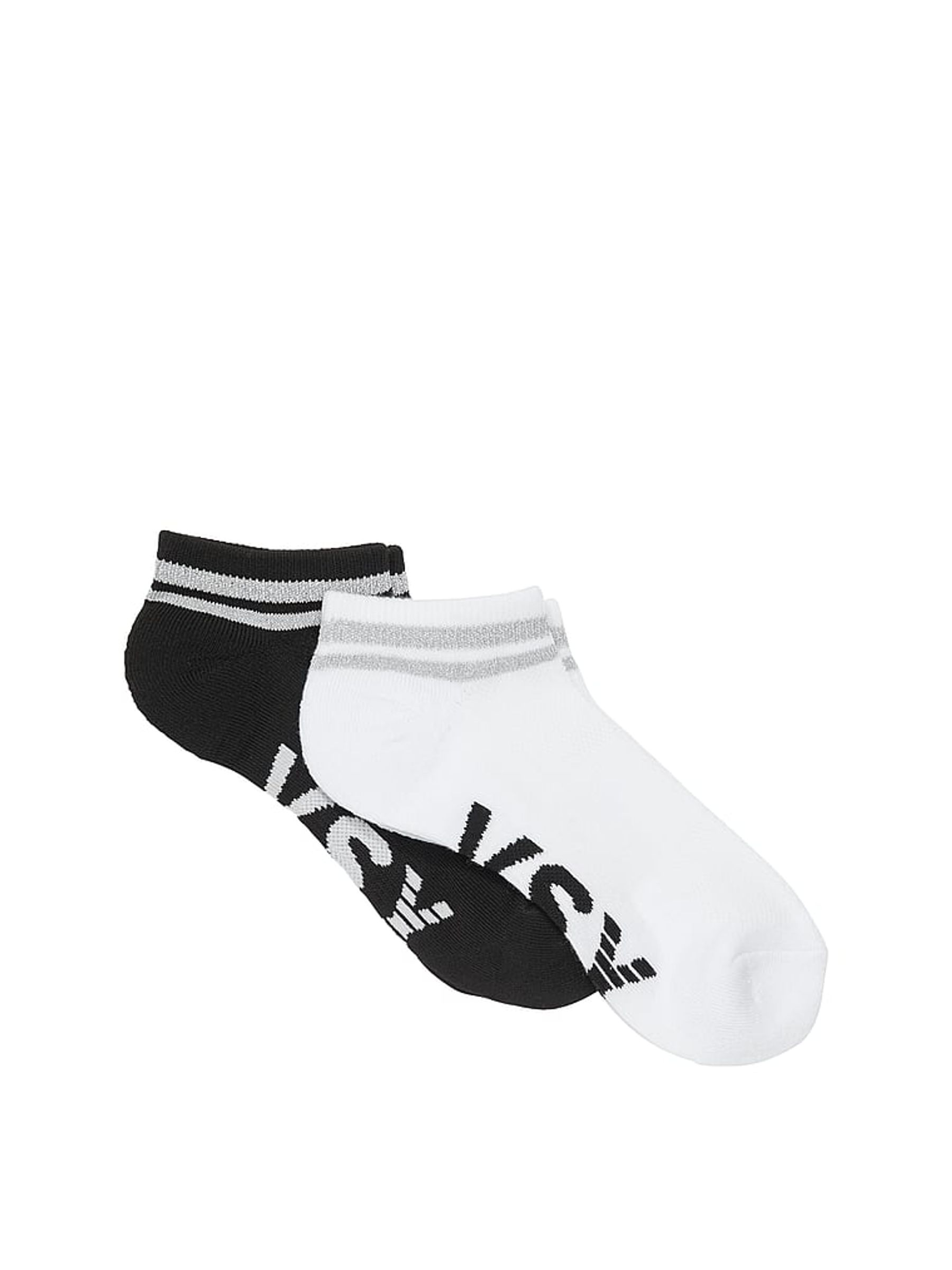 Black & Reflective White 2 Pack Ankle Socks - Image 1 of 1