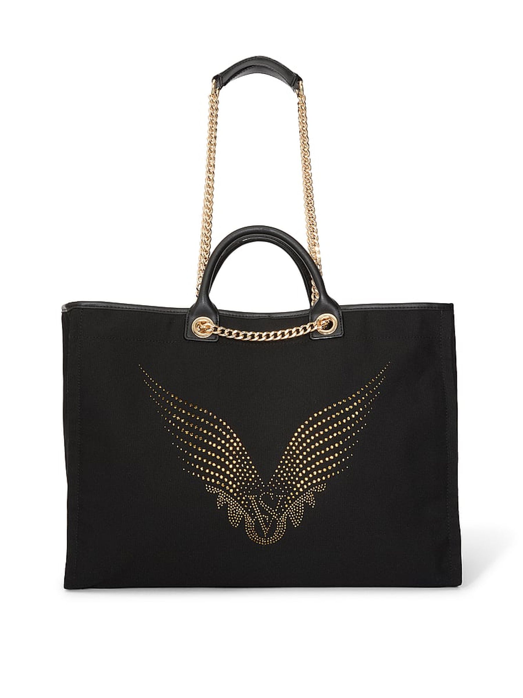 Black & Gold Rhinestone Fashion Show Tote Bag - Image 1 of 4 Black & Gold Rhinestone Fashion Show Tote Bag - Image 1 of 4