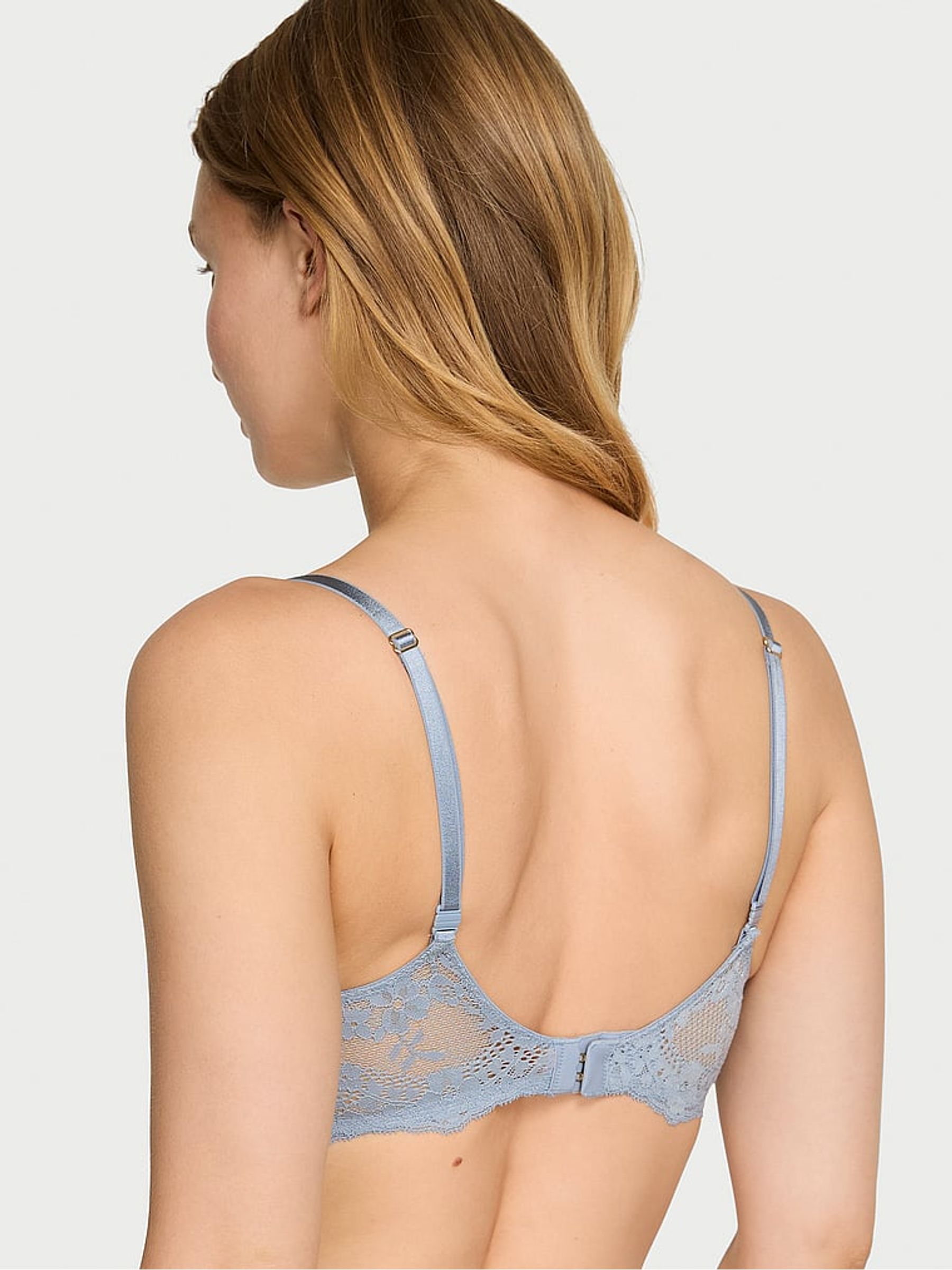 Blue Grey Unlined Balcony Lace Bra - Image 2 of 4
